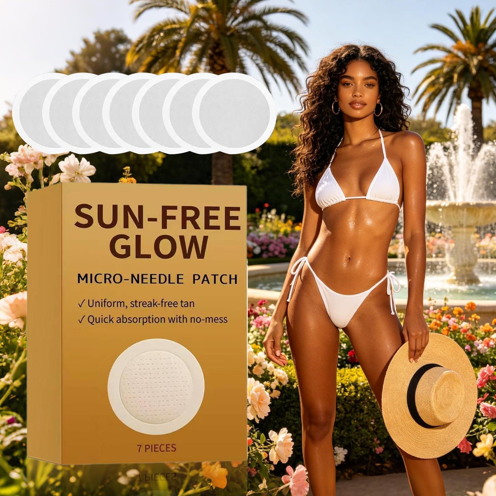 Lot De 14 Sun-free Glow Micro-needle Patch Tanning, 2026 Nouveauté Patchs Autobronzants Glow, Ingrédients Naturels Adaptés À Touss Les Types De Peau, Pour Un Bronzage Rapide Sans Exposition Au So-leil