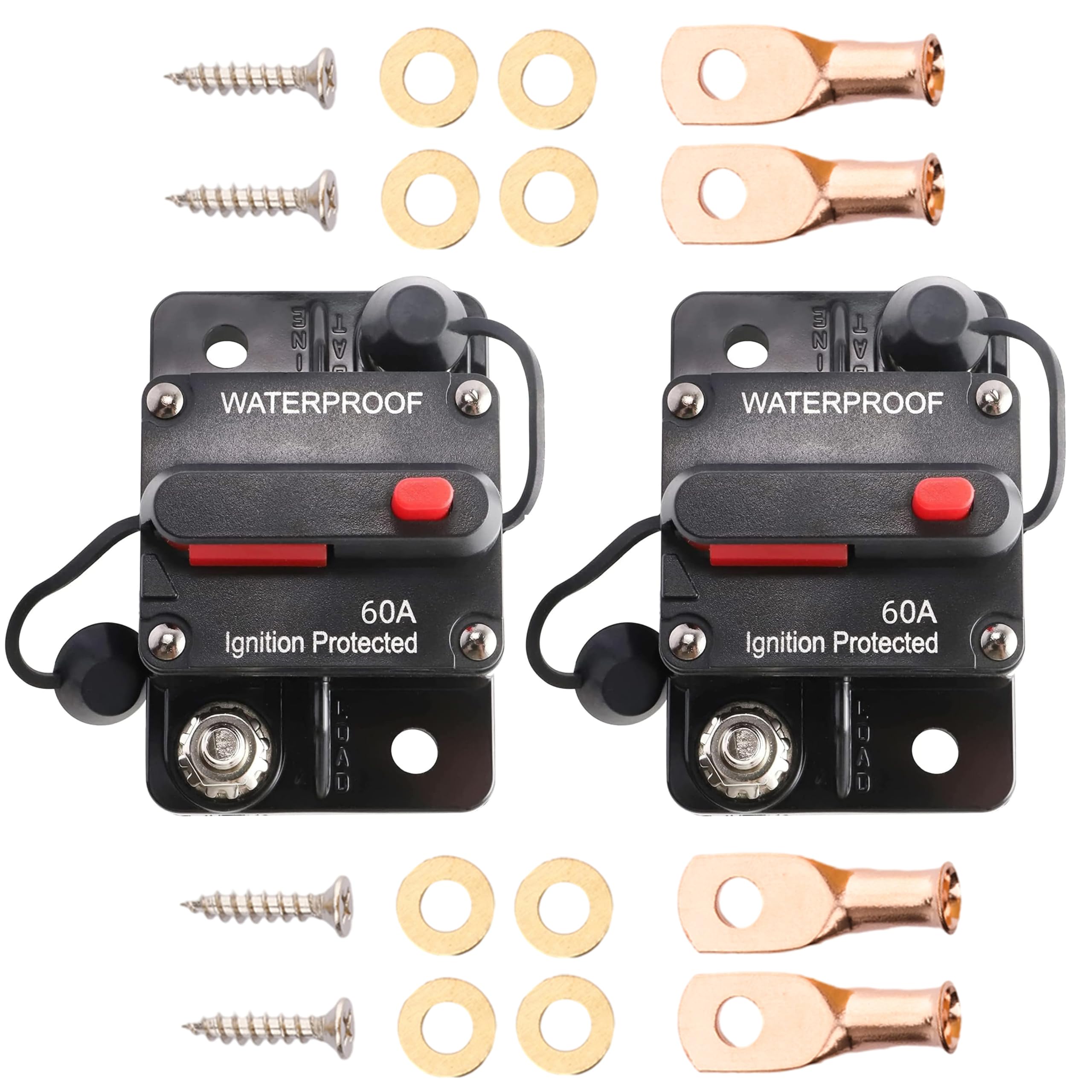 60Amp Circuit Breaker Fuse Manual Reset 12V-48V DC Car Boat - Foto 10