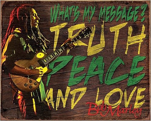 Peace & Love Message - Bob Marley Inspirational Quotes Wall Decor, Motivational Vintage Wall Art Photo Print for Living Room Decor, Home Decor,
