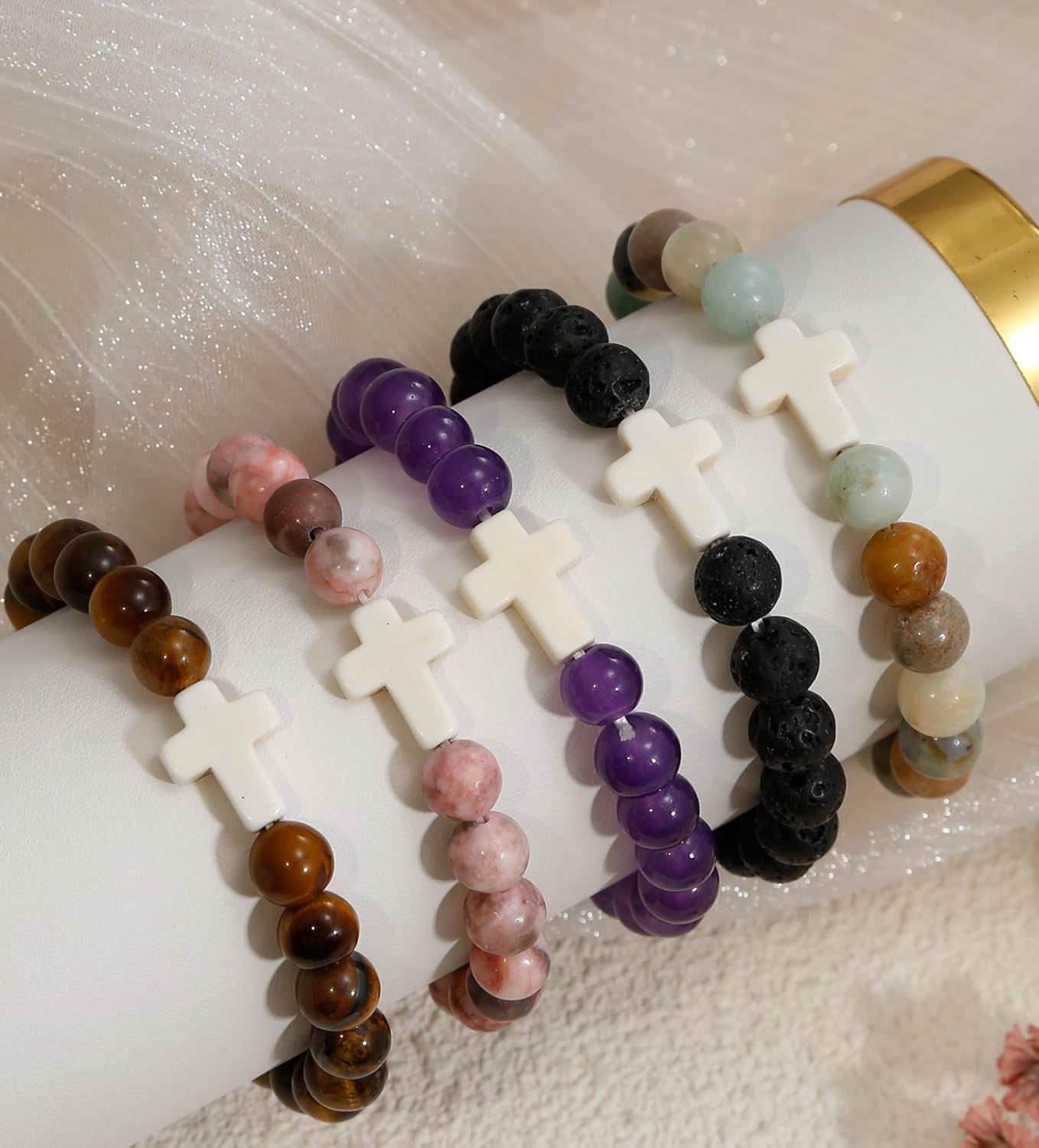 BROCC 9 Pcs Cross Bracelets for Women Men, Christian Gifts for Women, Religious Gifts Cross Beaded Bracelet, Easter Catholic Religious Christian Bracelets Jewelry - Image 7