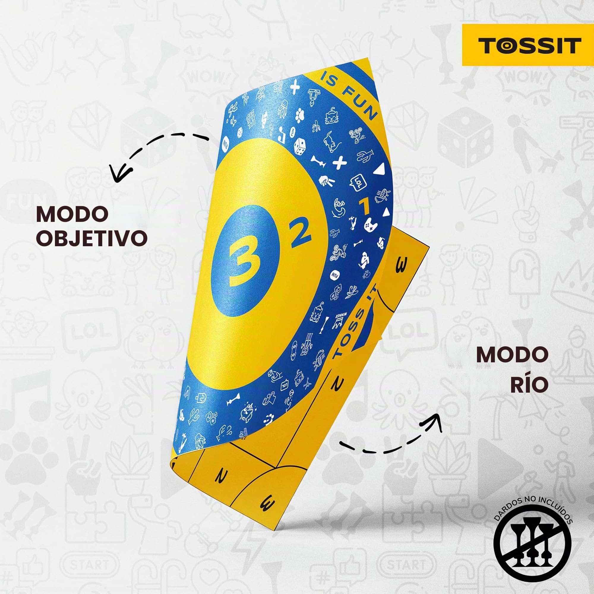TOSSIT Tablero de Juego para Dardos, Petanca Interior Exterior, Silicona, Múltiples Modos de Juego, Diversión con Amigos y Familia, Transportable y Rodante, Versión Family