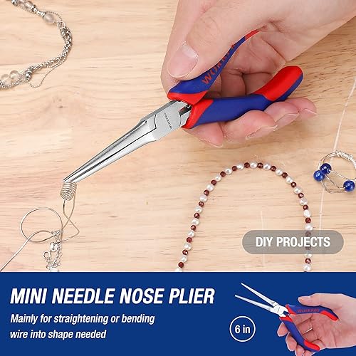 Miniatura 6 de WORKPRO Juego de alicates pequeños, juego de herramientas de alicates pequeños de 3 piezas, incluye alicates diagonales de 4 pulgadas, alicates de