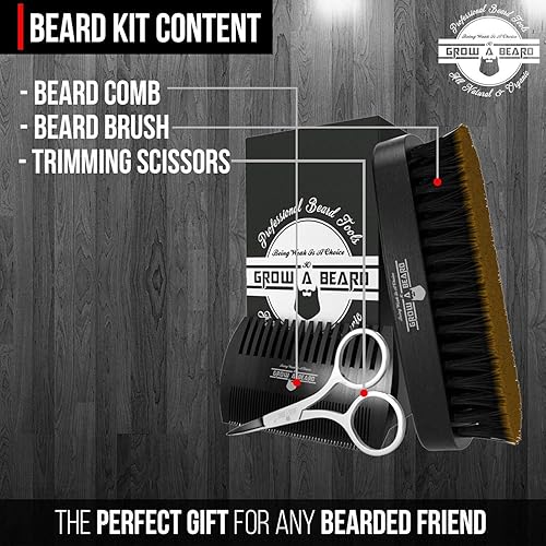 Miniatura 7 de Kit de aseo alisador de barba para hombres, cepillo de barba, peine de doble cara, aceite de crecimiento sin perfume, bálsamo Chanel totalmente