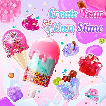 Adeokay Slime Make Your Own Set Gift Girls 6 7 8 9 10 11 12 Years Fruit Slime Set Girls Gift Ideas Slime Fluffy Toy from 6-12 Years Girls Birthday Gift for Girls