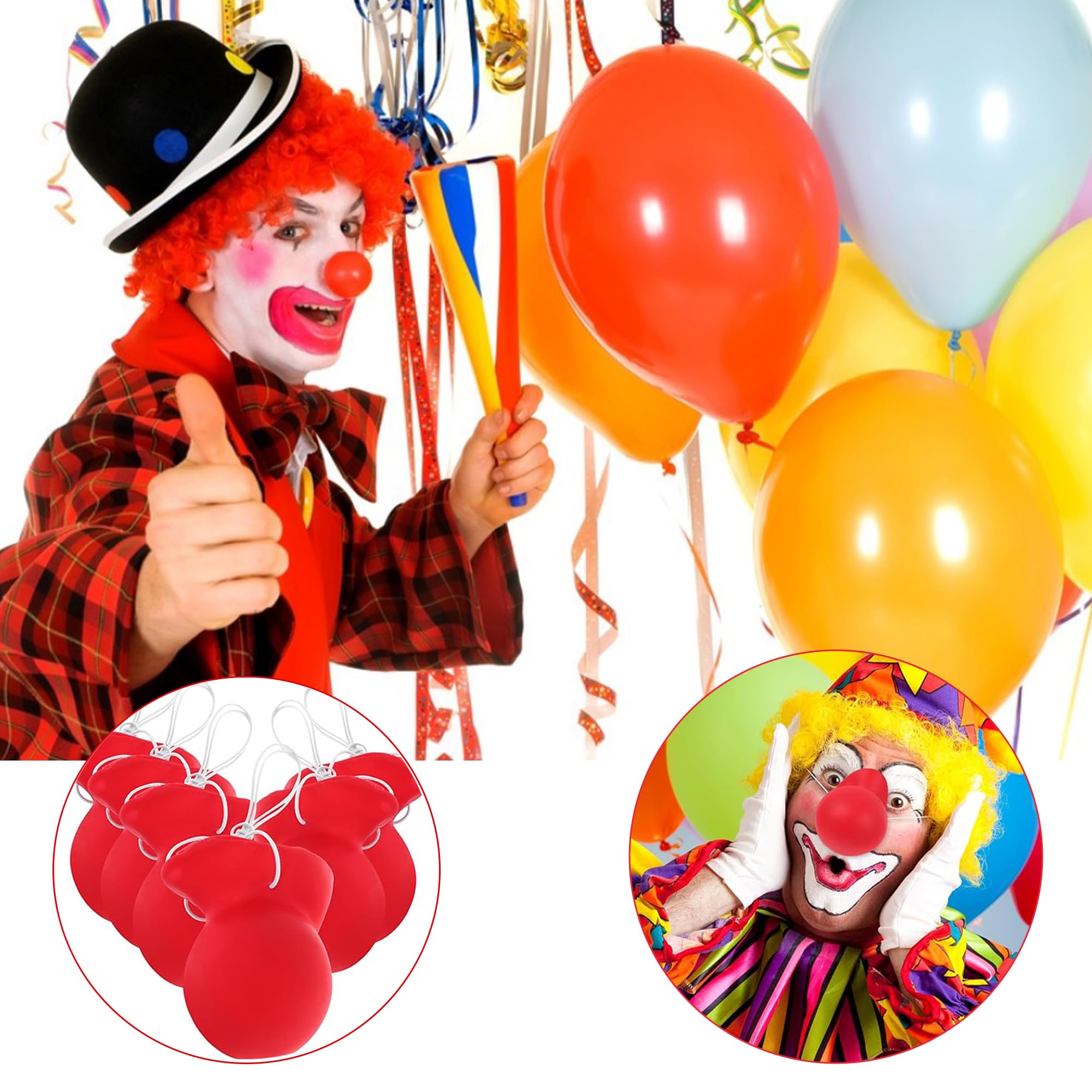 Naso da pagliaccio Nasi di Pagliaccio Rosso Nasi di Pagliaccio Rosso naso nasi Naso da Clown con fascia elastica per Halloween Natale Comico Festa di Compleanno o Feste a Tema(Grande, 8)
