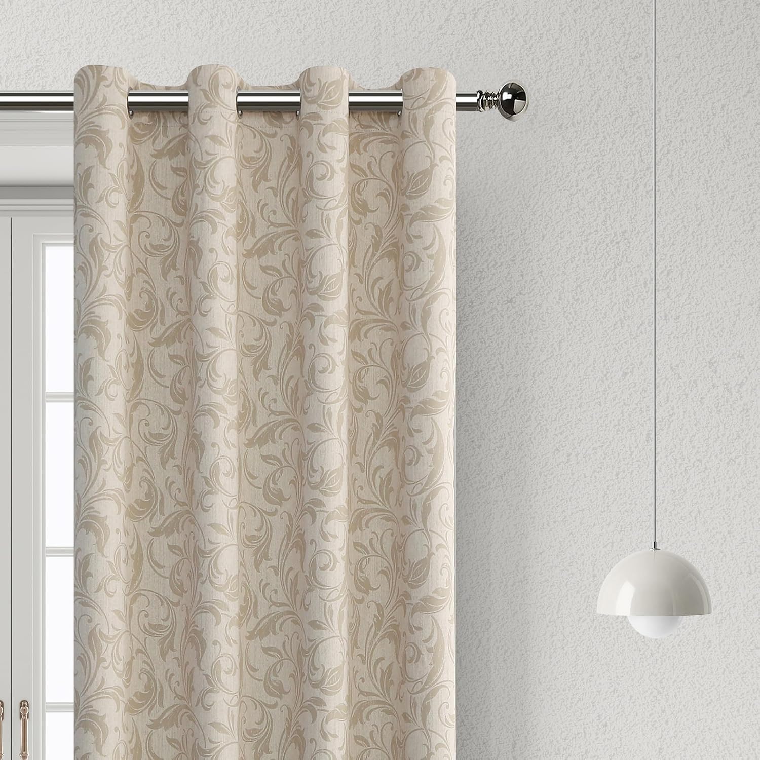 80% Blackout Curtains for Bedroom, Beige Window Drapes 84 Inch Length for Living Room, Thermal Insulated Grommet Curtains, 2 Panels