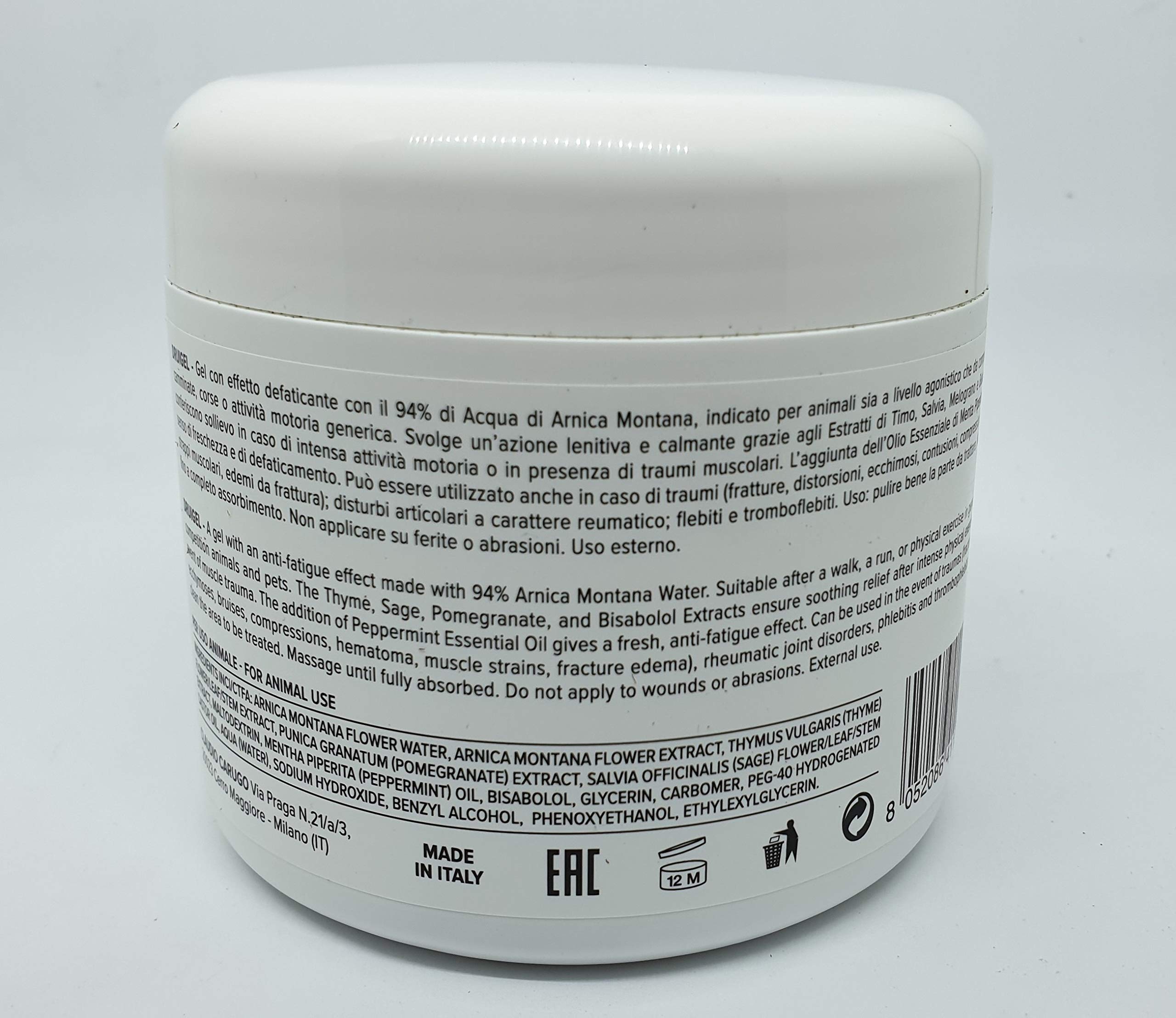 Verde Vivo Gel Muscolare con Arnica Montana 94% - Azione Lenitiva e Calmante - 500ml - Per Animali - Uso Esterno