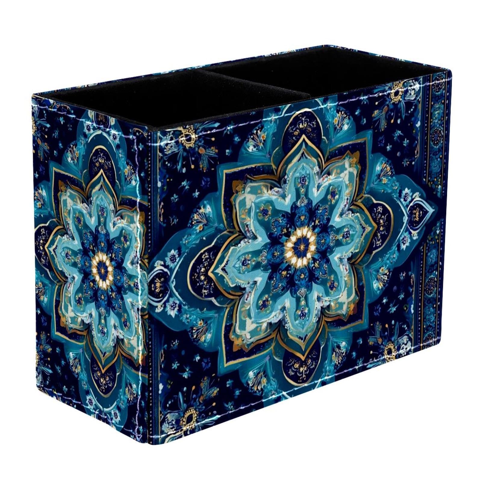 sanfly fish Bohemian Aesthetics Leather Pencil Holder: Multifunctional Desk Organizer Case for Office and Home, Aesthetic Rustic Retro Design Perfect for Teachers,Office Workers