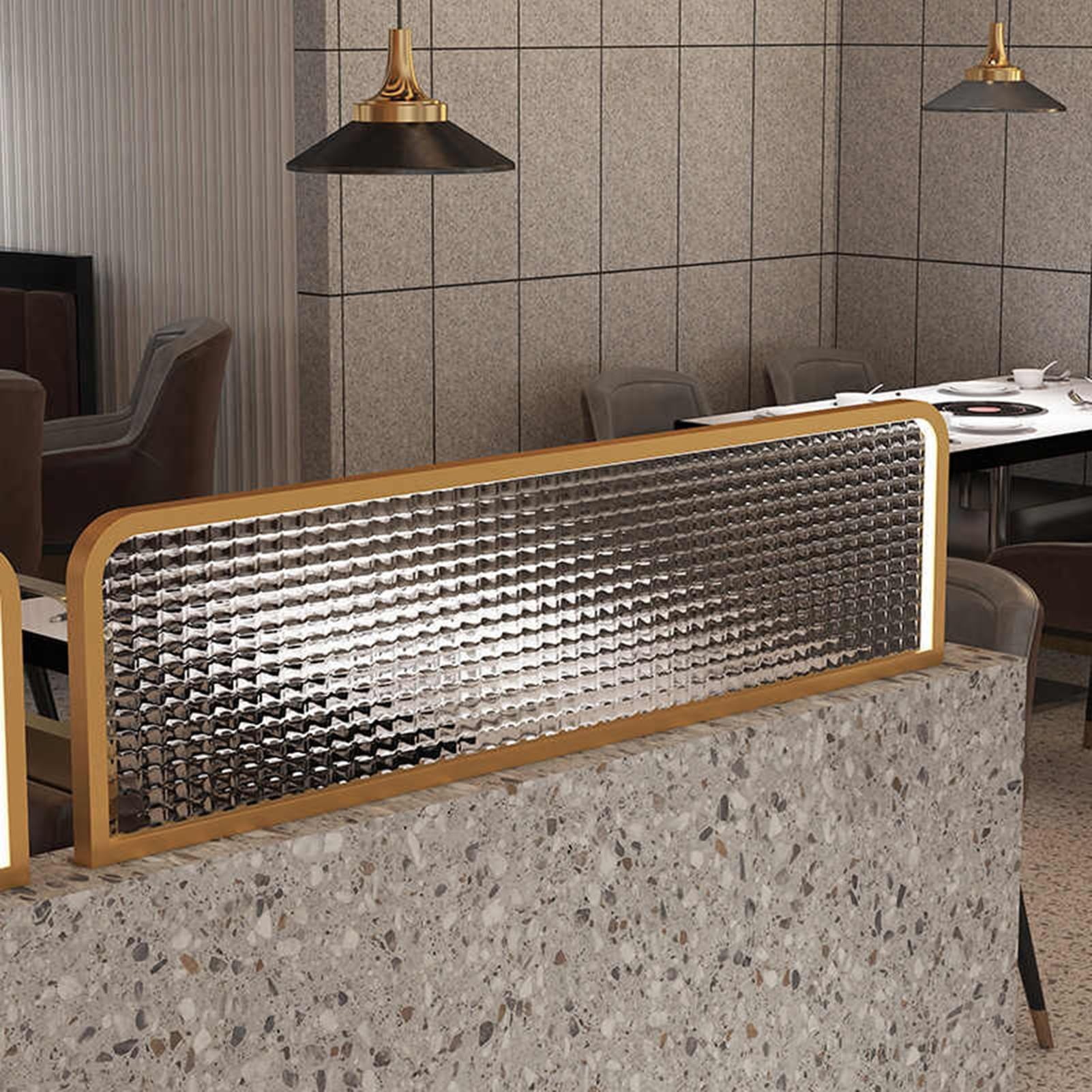 Genérico Mampara de Cristal para restaurantes, Elegante Separador de Comedor de Hierro Forjado, 60 x 45 cm (23,62 x 17,7 Pulgadas) - Elegante Separador de escritorios y cabinas de Restaurante para ma