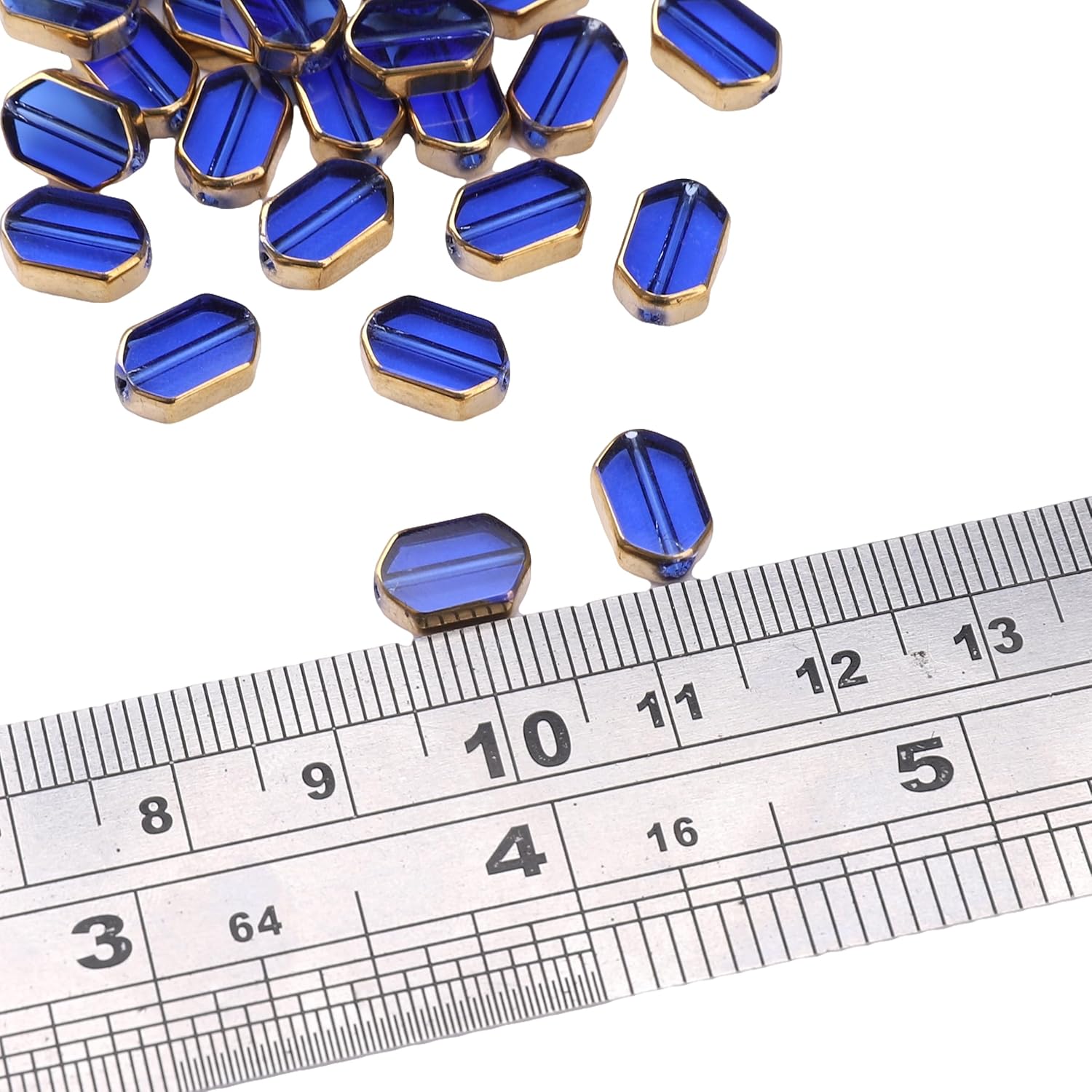 Glass Octagon Beads Royal Blue 6x9mm 28pcs Rectangle Golden Edge Crystal Loose Beads for DIY Craft Jewelry Making - Image 3