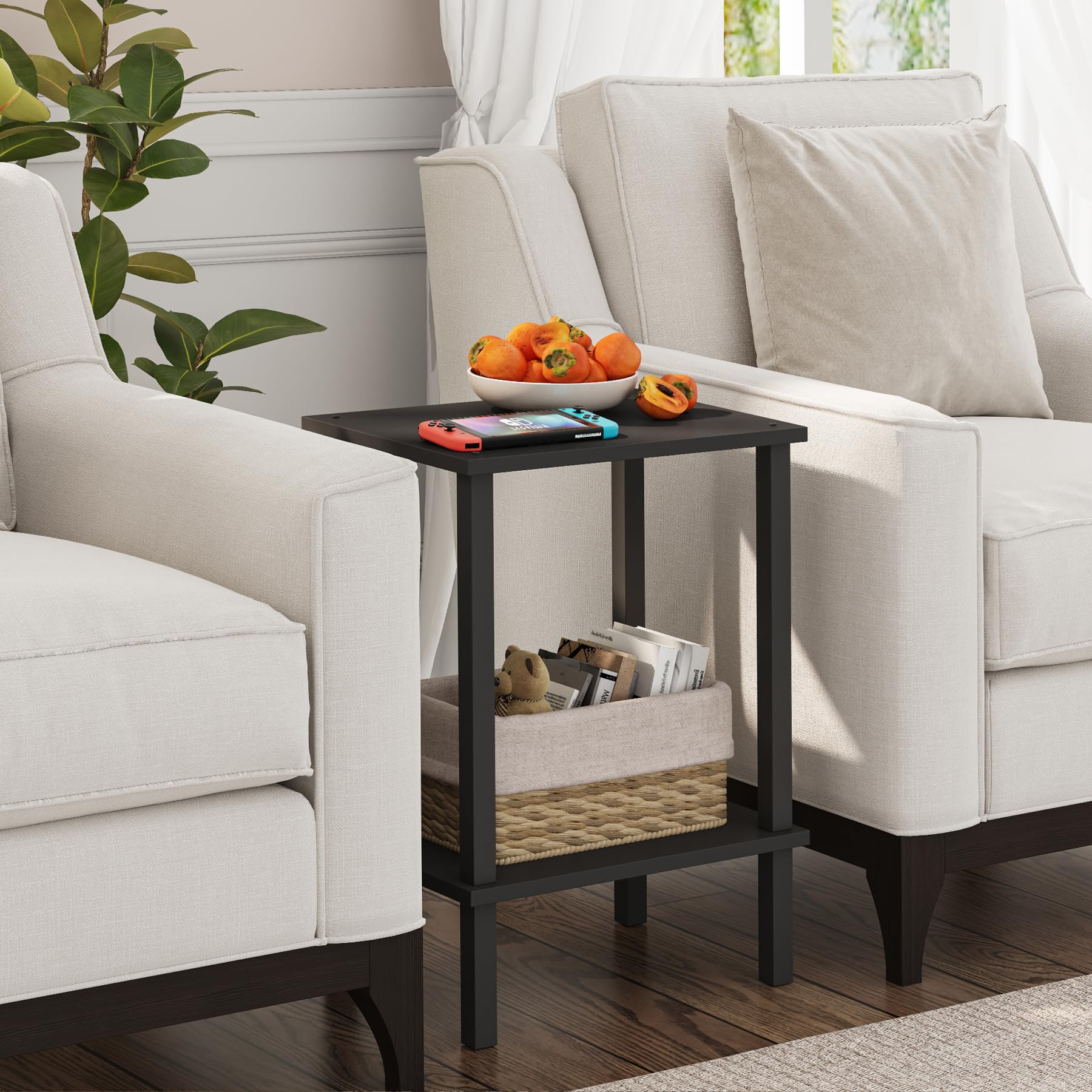 Snapklik.com : End Table, Side Table, Nightstand, 2-Tier Storage Shelf ...