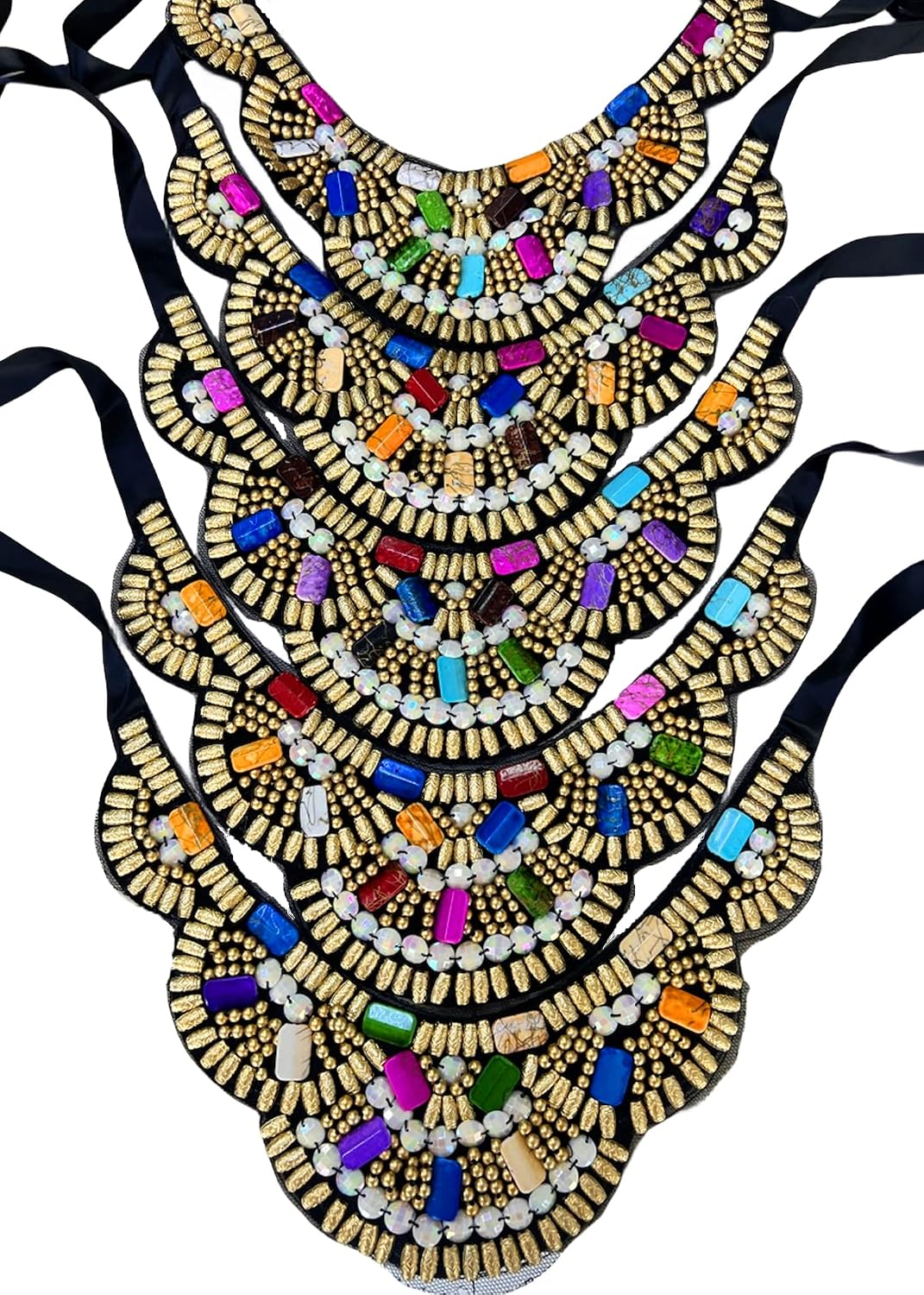 Alilang Women's Multicolored Beaded Tribal Halloween Costume Ethnic Bib Jewelry Collar Necklace
