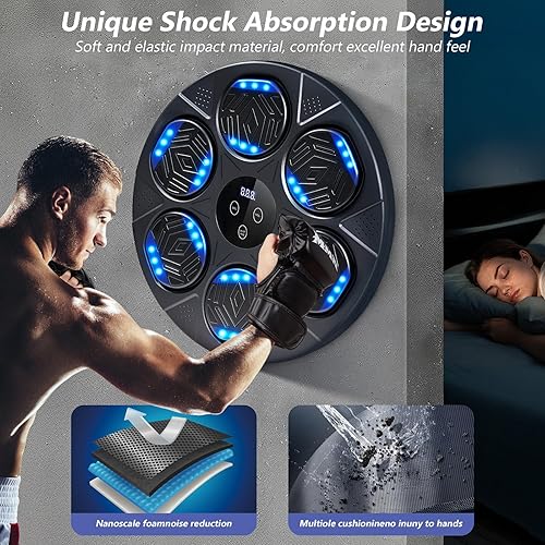 Miniatura 7 de Máquina de boxeo musical, equipo de entrenamiento con guantes de boxeo, máquina de arcada inteligente de perforación Bluetooth, equipo de fitness