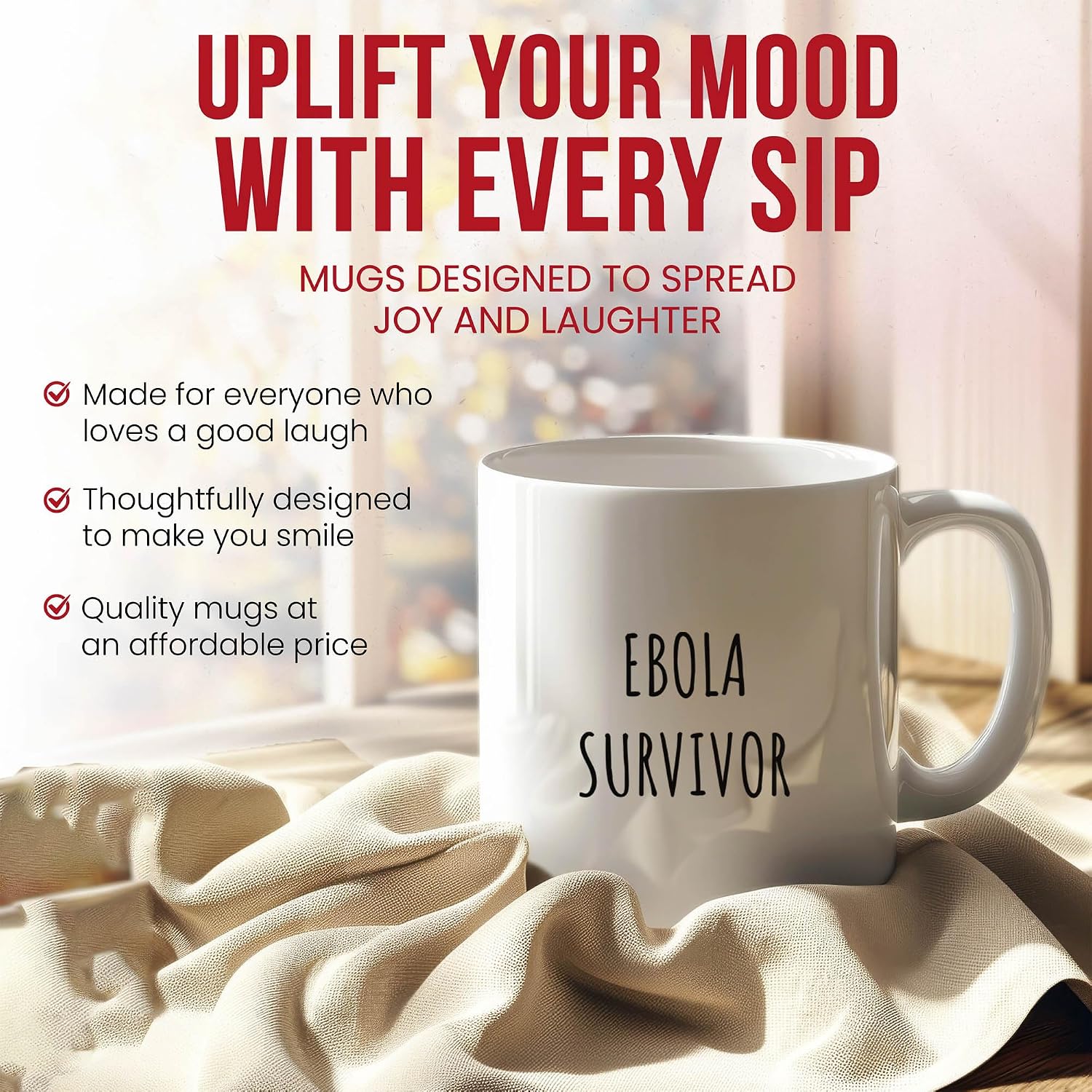 Ebola Survivor Mug - Viral Coffee Cup - Awareness Funny Gift From Family - Tea Mugs - Immunity Support Cups - 11 Oz Ceramic Gifts For Patient, Birthday, Him, Her, National Day, Group, Doctor image 2