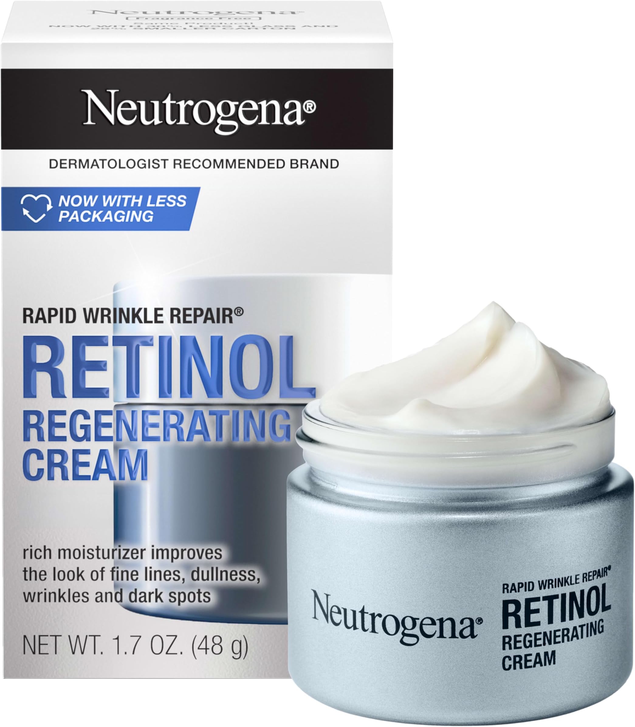 Neutrogena Rapid Wrinkle Repair Retinol Anti-Wrinkle Regenerating Face Cream, Day and Night Use, 1.7 oz