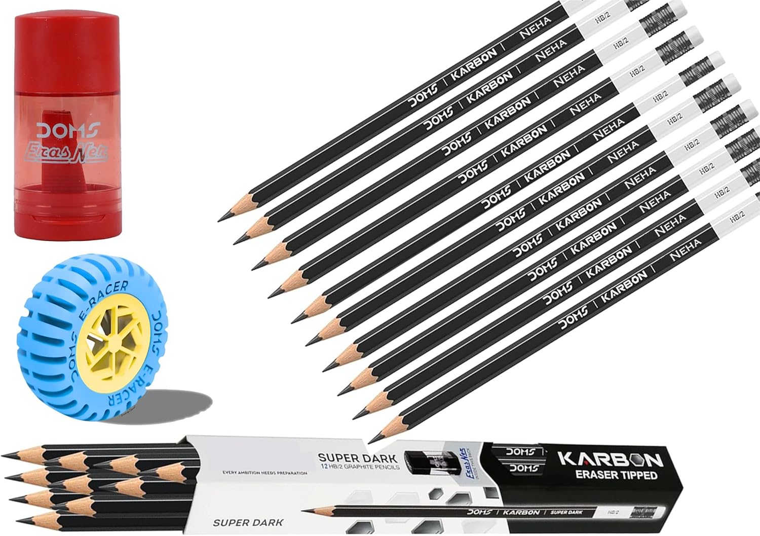 Customized Name Pencil Set for Kids with Free Eraser & Sharpener, Custom Name HB/2 Karbon Super Dark Pencil for School, Writing, Birthday Gifts & Return Gifts (40)