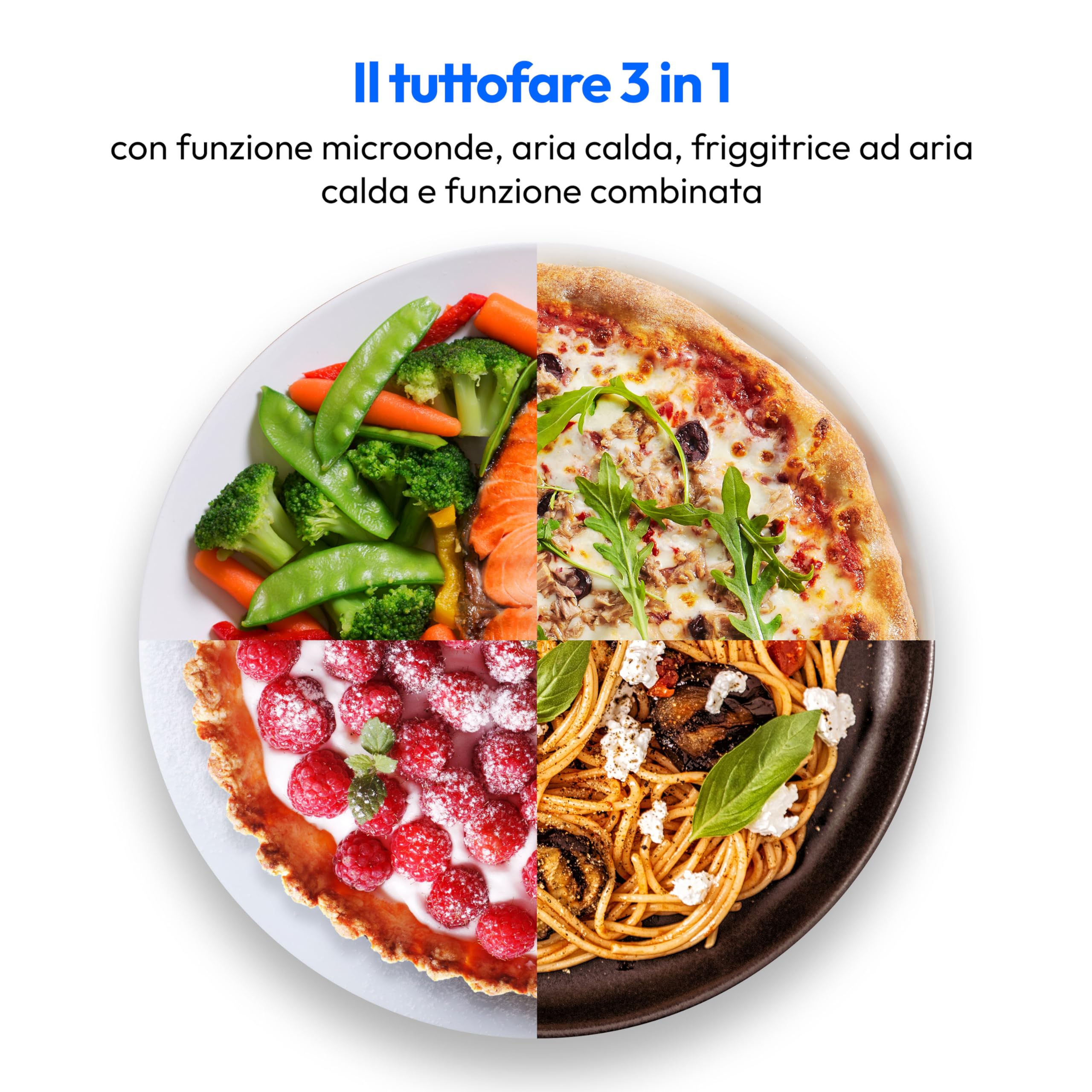 MEDION Microonde con funzione friggitrice ad aria calda (25L, 900W, 1500W aria calda, 9 programmi automatici, 10 livelli di potenza, modalità scongelamento, MD11499) nero