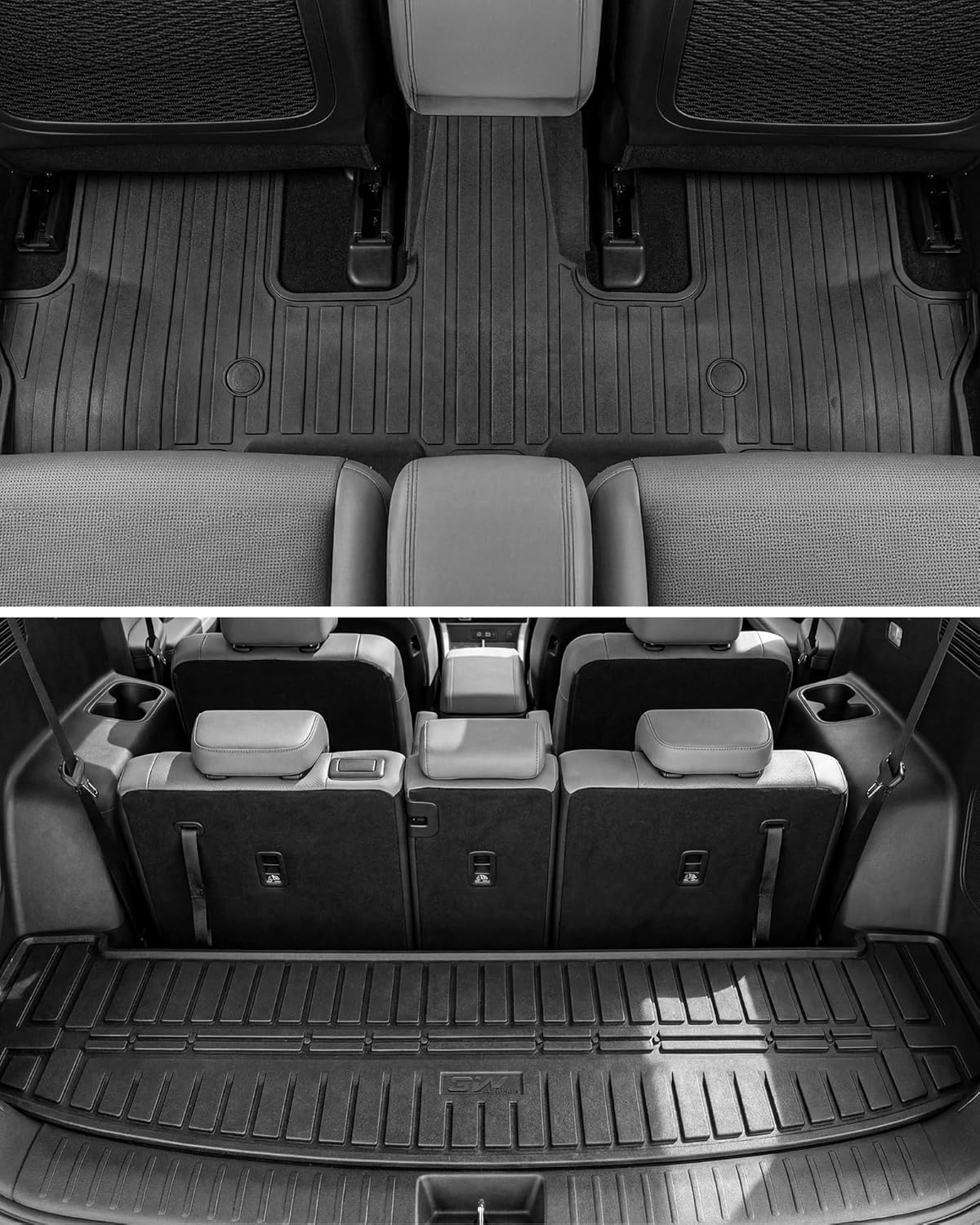 3W Floor Mats Fit for 2024 2025 2026 Hyundai Santa Fe (Not for Hybrid) 7 Seats, TPE All Weather Floor Liner Heavy Duty Car Accessories, Anti-Slip 1st & 2nd Rows Floor Liners, Black - Image 4