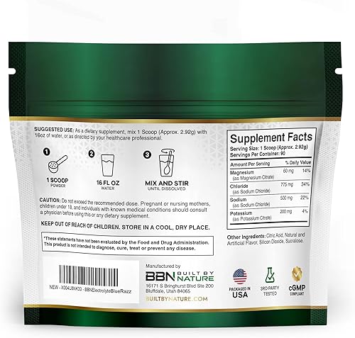 Miniatura 2 de Built by Nature Polvo de electrolitos  Mezcla de bebida de hidratación y electrolitos  Polvo de electrolitos sin azúcar para hidratación, energía y