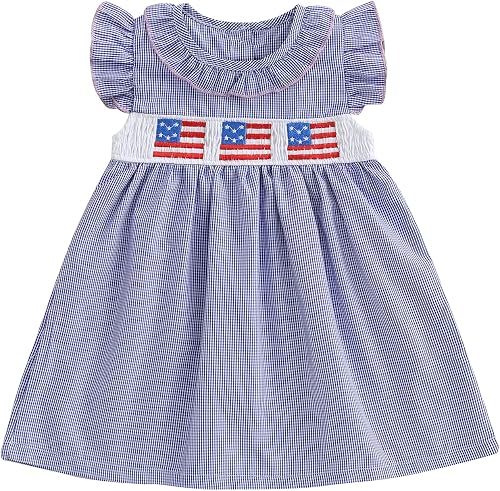 FYBITBO 4th of July Baby Girl Outfit Toddler Girls 4th of July Dress Peter Pan C