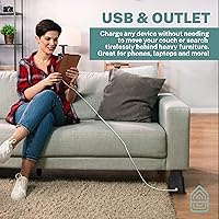 Vista 7 de Home Intuition Elevadores de cama ajustables resistentes de 3, 5 u 8 pulgadas, paquete de 4 (negro con USB)