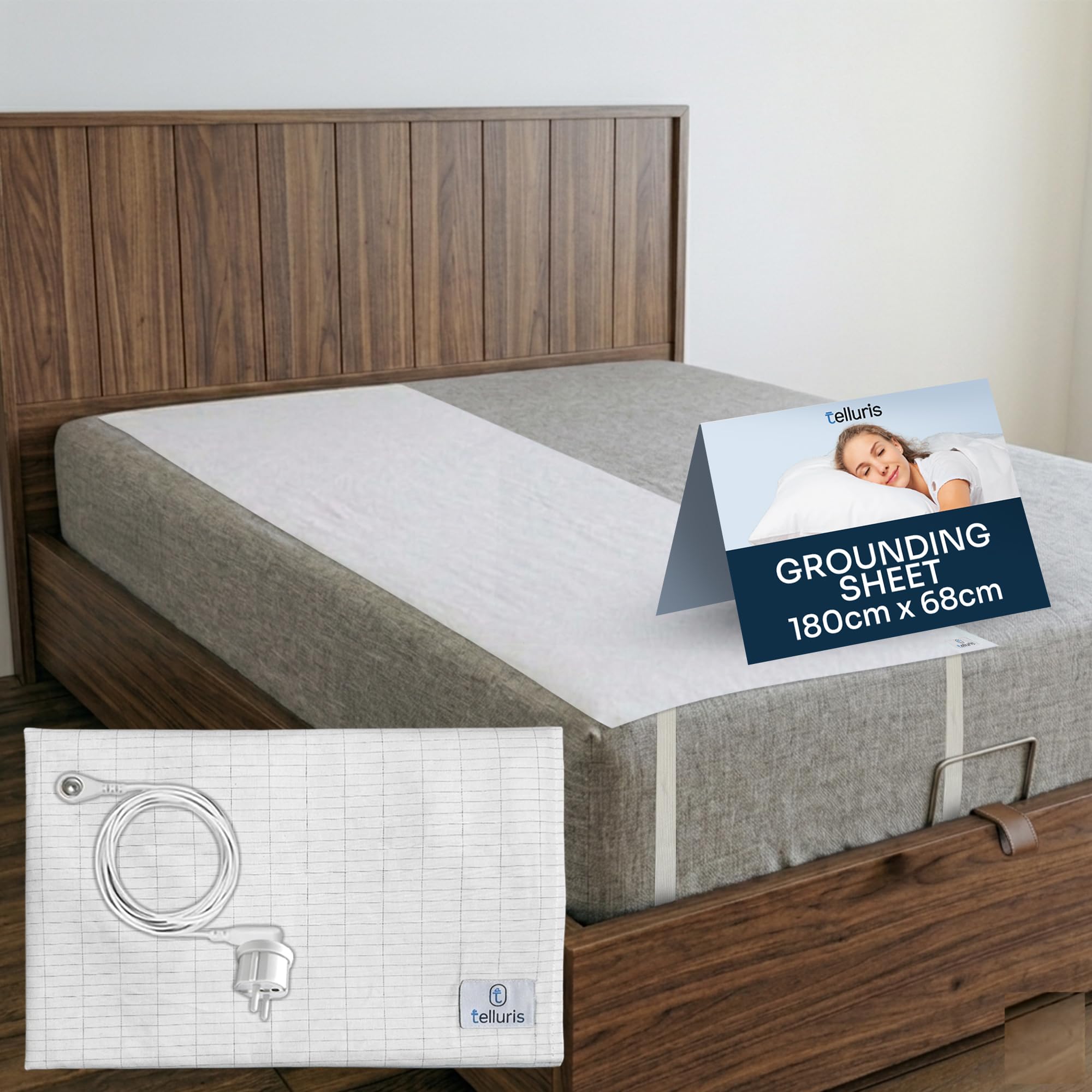 Grounding Sheet - Sábana de puesta a tierra - Earthing Sheet 180 x 68 cm - Mejora el sueño - Fácil conexión con toma de tierra - Comodidad y bienestar natural