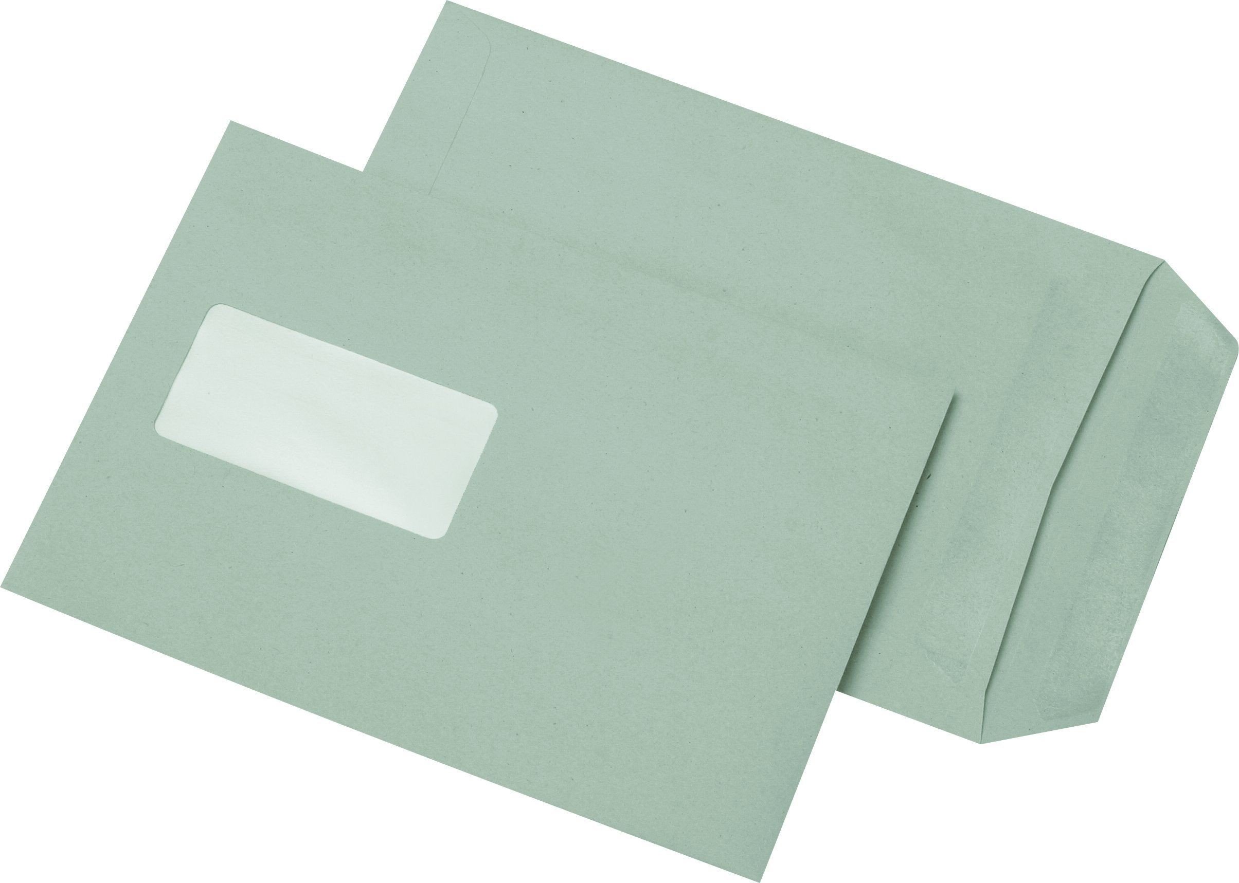 Koperty wysyłkowe z recyklingu, z okienkiem, C5 samoprzylepne, 80 g/m², 500 sztuk szare, 90 g/m², samoprzylepne.