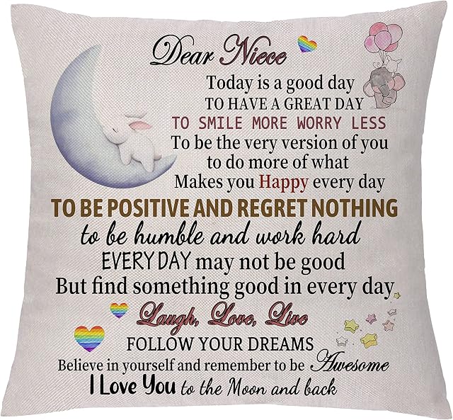 To My Niece Hug Cushion Cover Cute Pillowcases Happy Birthday Graduation Gift Pillow Cases for Home Sofa Inspirational Christmas Encourage Keepsake Laugh Love Live Best Wishes for (Niece)
