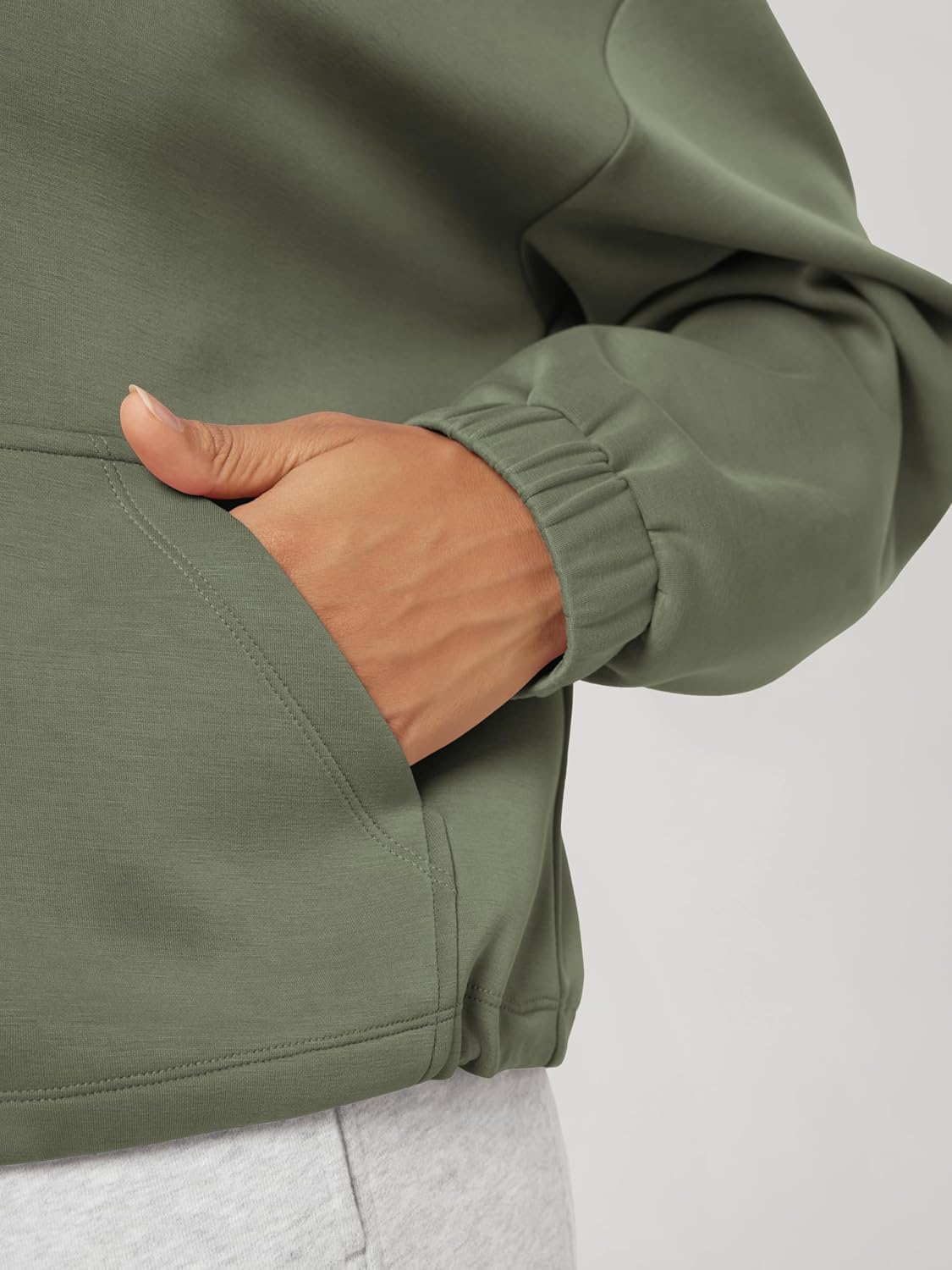 ODODOS Women's Modal Soft Cinchable Sweatshirts Half Zipper Funnel Neck Oversize Pullover with Pockets - Image 5