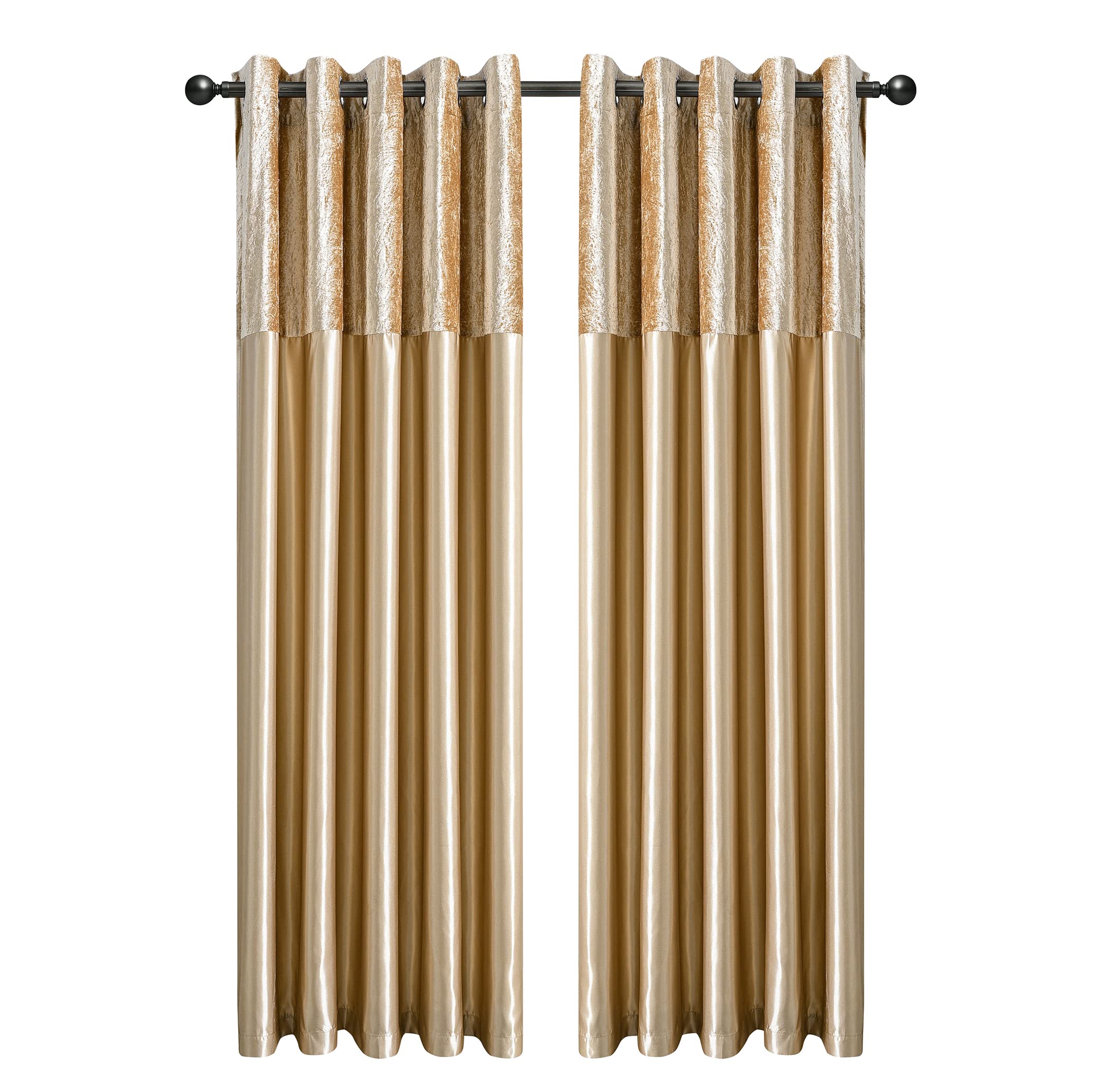 Sponsored Ad – CHARKHAH Crushed Velvet Faux Silk Curtains for Bedroom Living Room Elegant and Silky Blackout Fabric Pair of Fully Lined Door Curtain with Eyelet Rings (Champagne Gold, 90" Wide x 90" Drop)