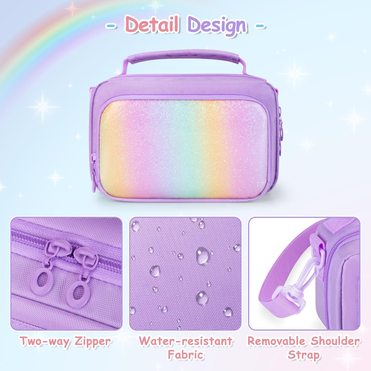 Kids Camera Case Compatible with ESOXOFFOR, Small Children Digital Carrying Bag with Pockets for Accessories, Front Binder Organizer Storage Printer Paper, Detachable Shoulder Strap, Purple - Image 4