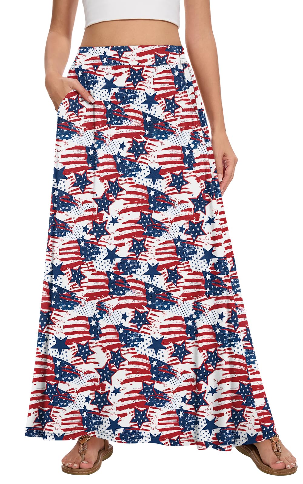 Womens Maxi Skirt Long Flowy Summer A-Line High Waist Skirts