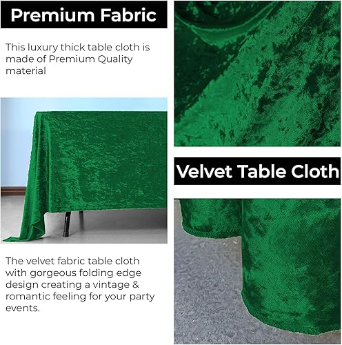 Miniatura 5 de Trimming Shop Mantel cuadrado de terciopelo triturado verde esmeralda de 54 x 54 pulgadas, mantel de tela suave lavable con purpurina para bodas,