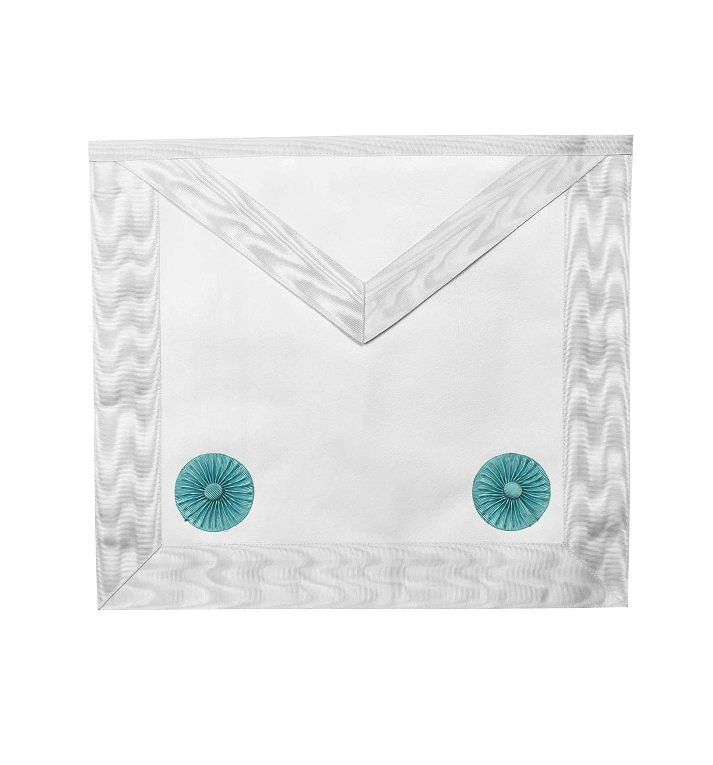White Leather Masonic Fellow Craft Apron With Rosettes