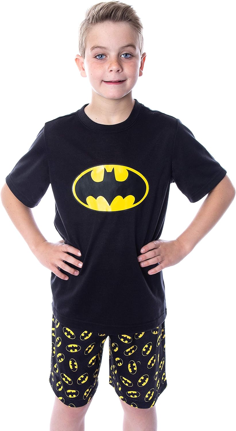 DC Comics Big Boys' Batman Logo Short Sleeve Shirt Pajama Short Set
