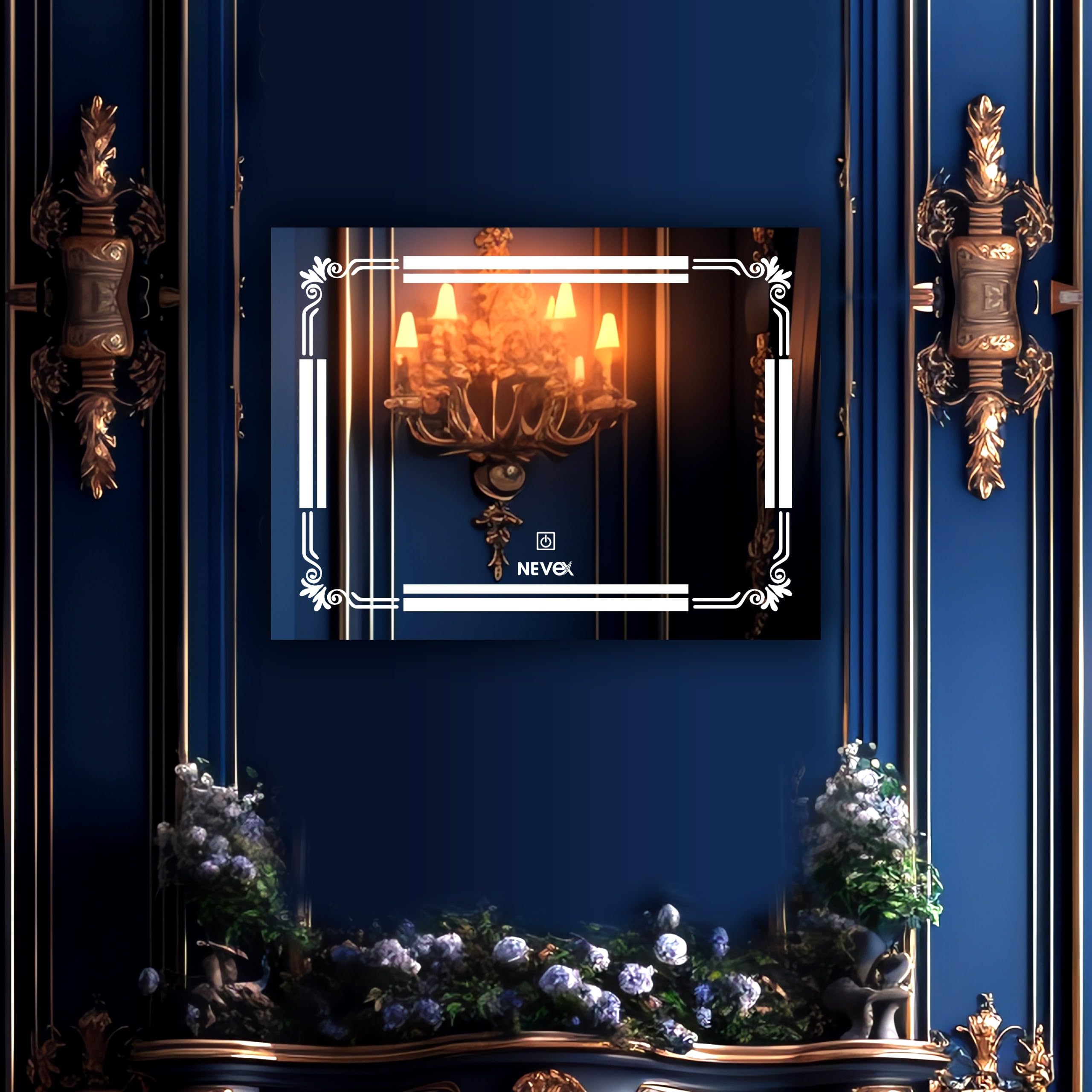 NEVEX 24X18 inch Horizontal Wall Mounter Mirror with Led Light for Wash Basin with Smart 3 Light Tone (Cool White,Natural White and Warm White)