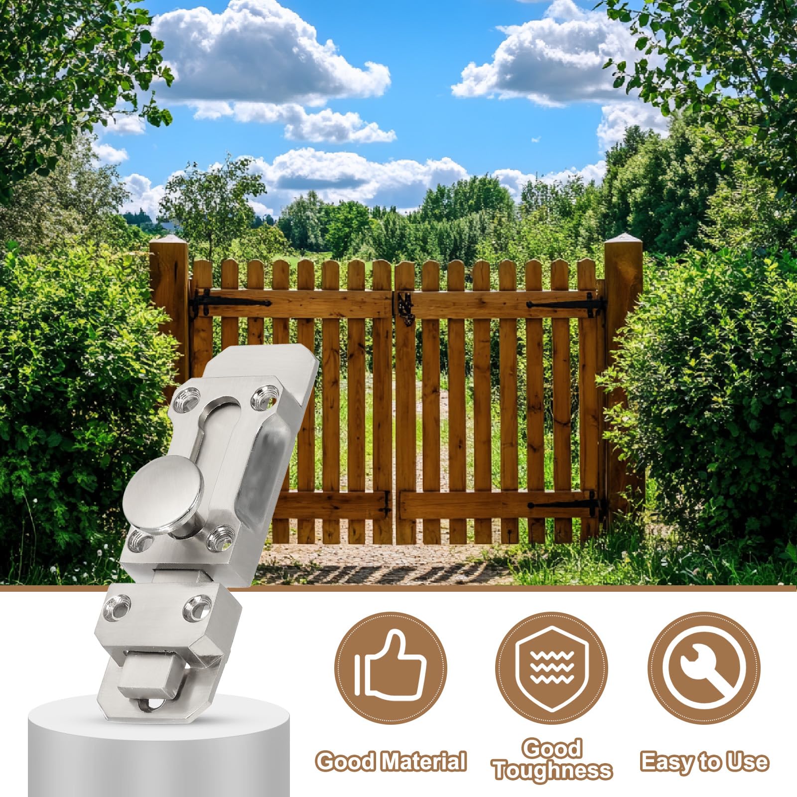 PATIKIL Barrel Bolt Latch, 3 Inch Solid Slide Door Lock Zinc Alloy Security Bolt Latch Vintage Gate Latches for Barn Warehouse Silver - Image 4