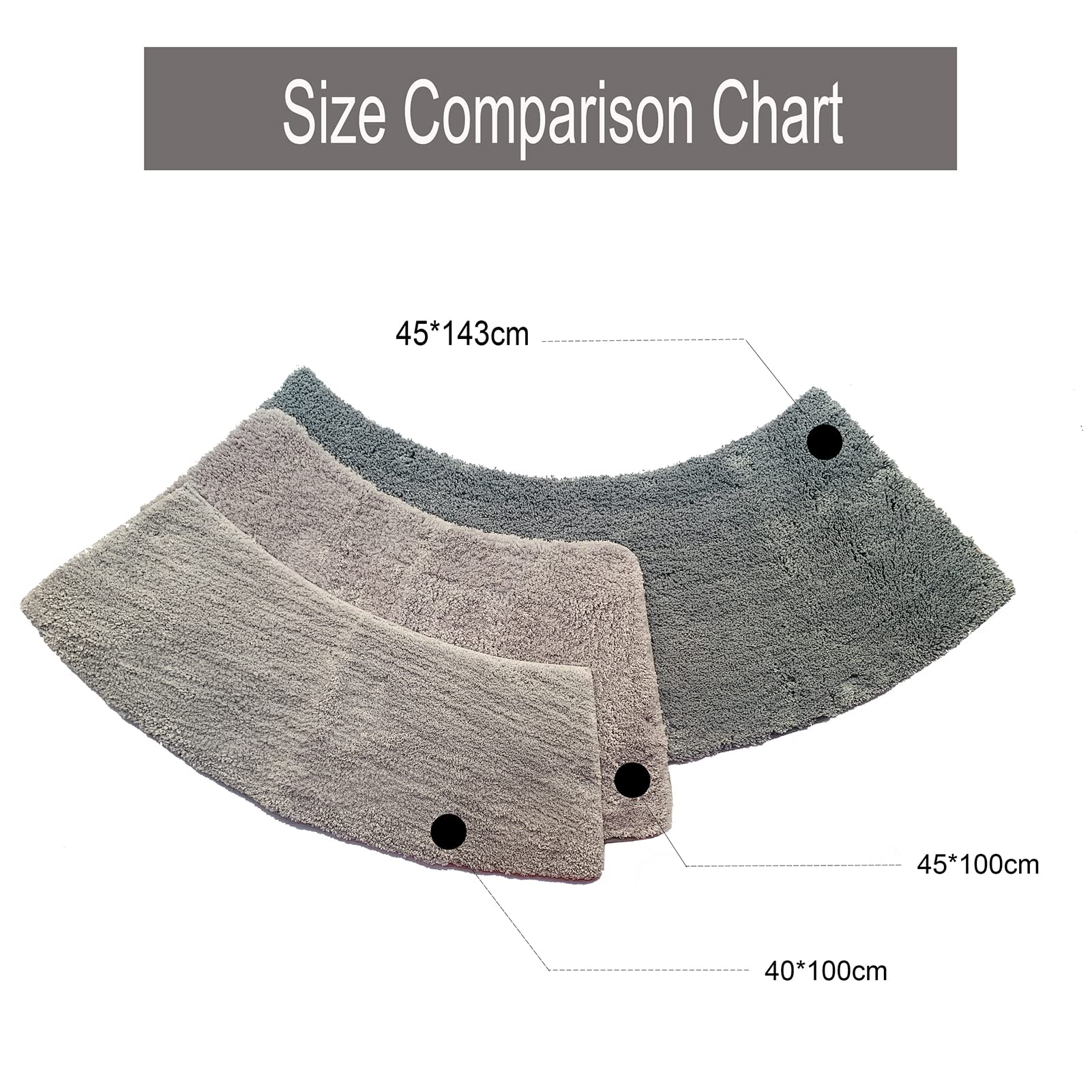 Gebogene Duschmatte, 45X143CM Badezimmerteppich Groß, Duschmatte Halbrund Mit Halb-Rundem Ausschnitt Flauschigweich, Vorleger Rundung Der Dusche An. (Grey)