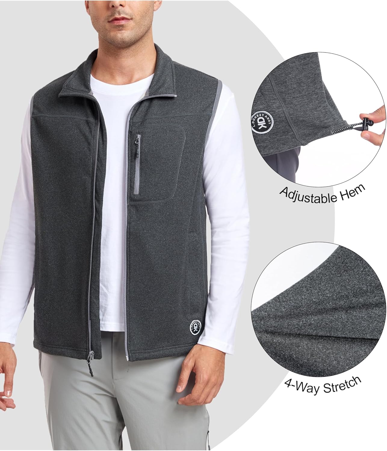 Little Donkey Andy Men's Warm Fleece Vest Windproof Sleeveless Full-Zip Jacket for Golf Hiking Running Travel - Image 5