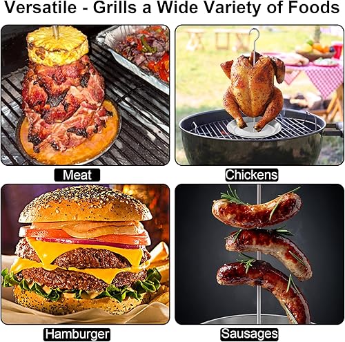 Miniatura 5 de Al Pastor - Brocheta vertical con colgador y base para Trompo para Tacos Al Pastor, soporte brasileño Shawarma, Kebab Doner, soporte vertical para