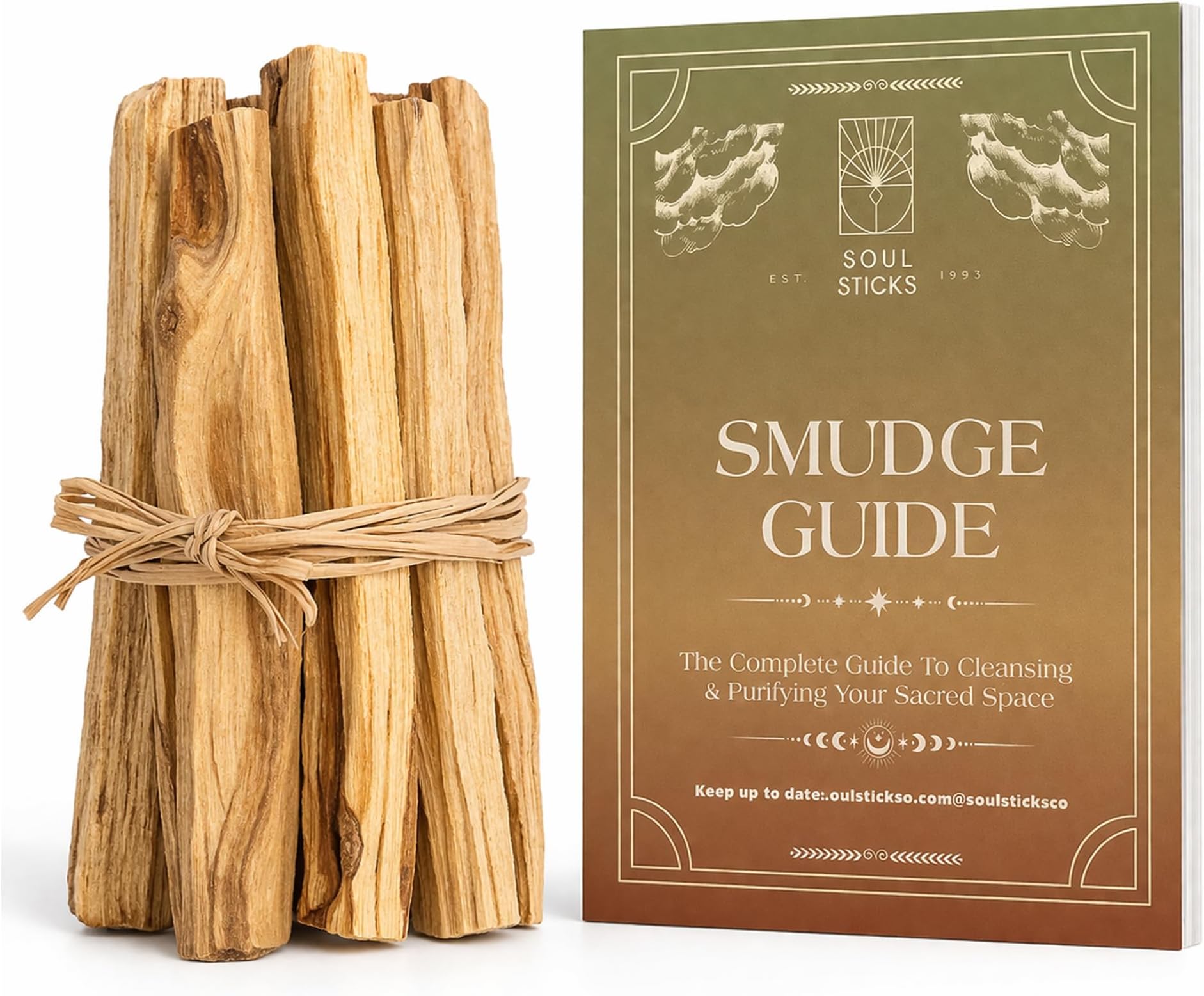 Ancient VEDA Peruvian Palo Santo Sticks 6 Pack with Smudge Guide – High Resin Content, Sweet Scent Holy Wood for Smudging, Meditation, Energy Cleansing – Sustainably Harvested, Aromatic Incense