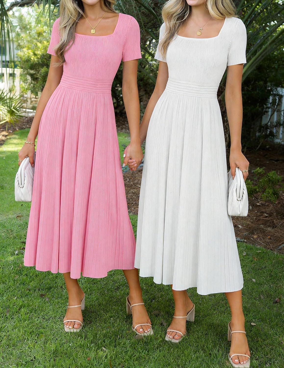 ZESICA Womens Summer Pleated Midi Dress 2026 Spring Business Casual Short Sleeve A-Line Elegant Wedding Guest Party Dresses - Image 6