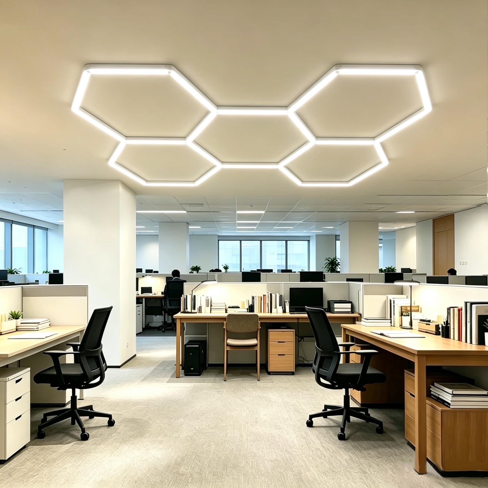 TYXQFKDM Hexagon Garage LED Light,520W 6500K Super Bright Garage Detailing Lights,Upgraded Honeycomb Light for Garage, Shop, Basement, Barber, Homegym (5-Hole)