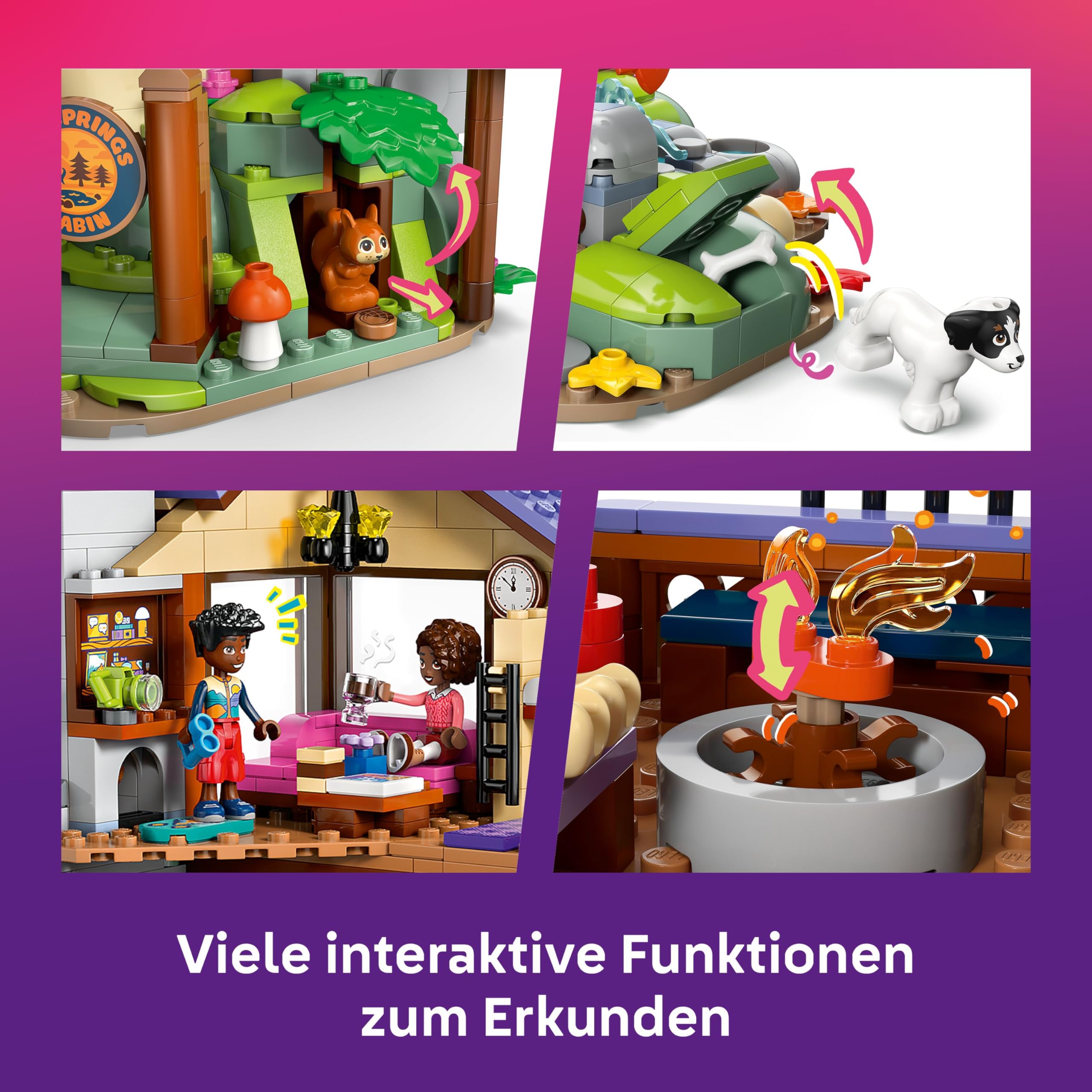 LEGO Friends Gemütliche Hütte im Herbstwald - Miniatur Spielhaus mit 4 Minifiguren, 2 Haustierfiguren & Zubehör - Kinderzimmer Deko - Geschenkidee für Mädchen ab 9 Jahren - 42705