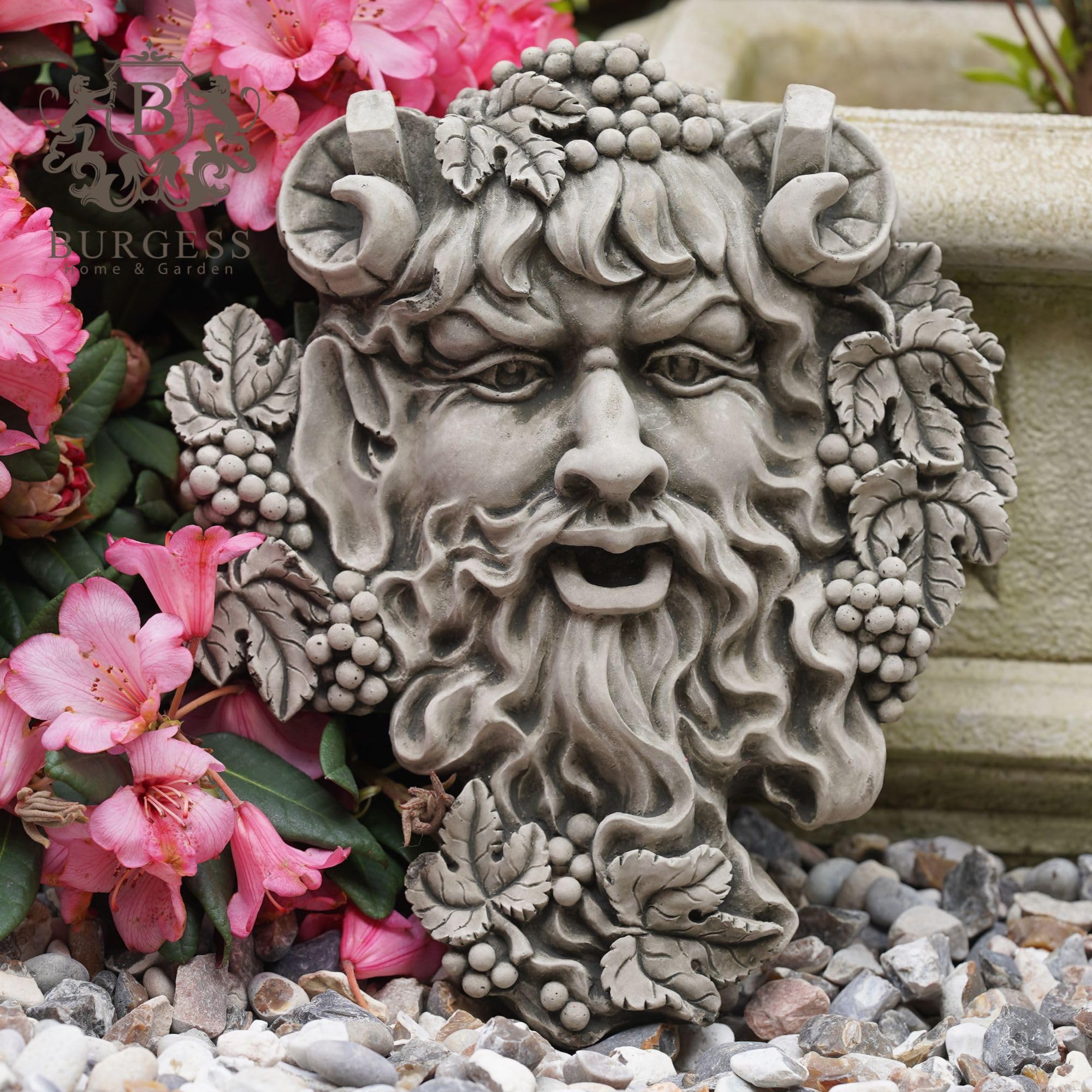 Bacchus Greenman Plaque en pierre | Statue décorative pour jardin ou extérieur