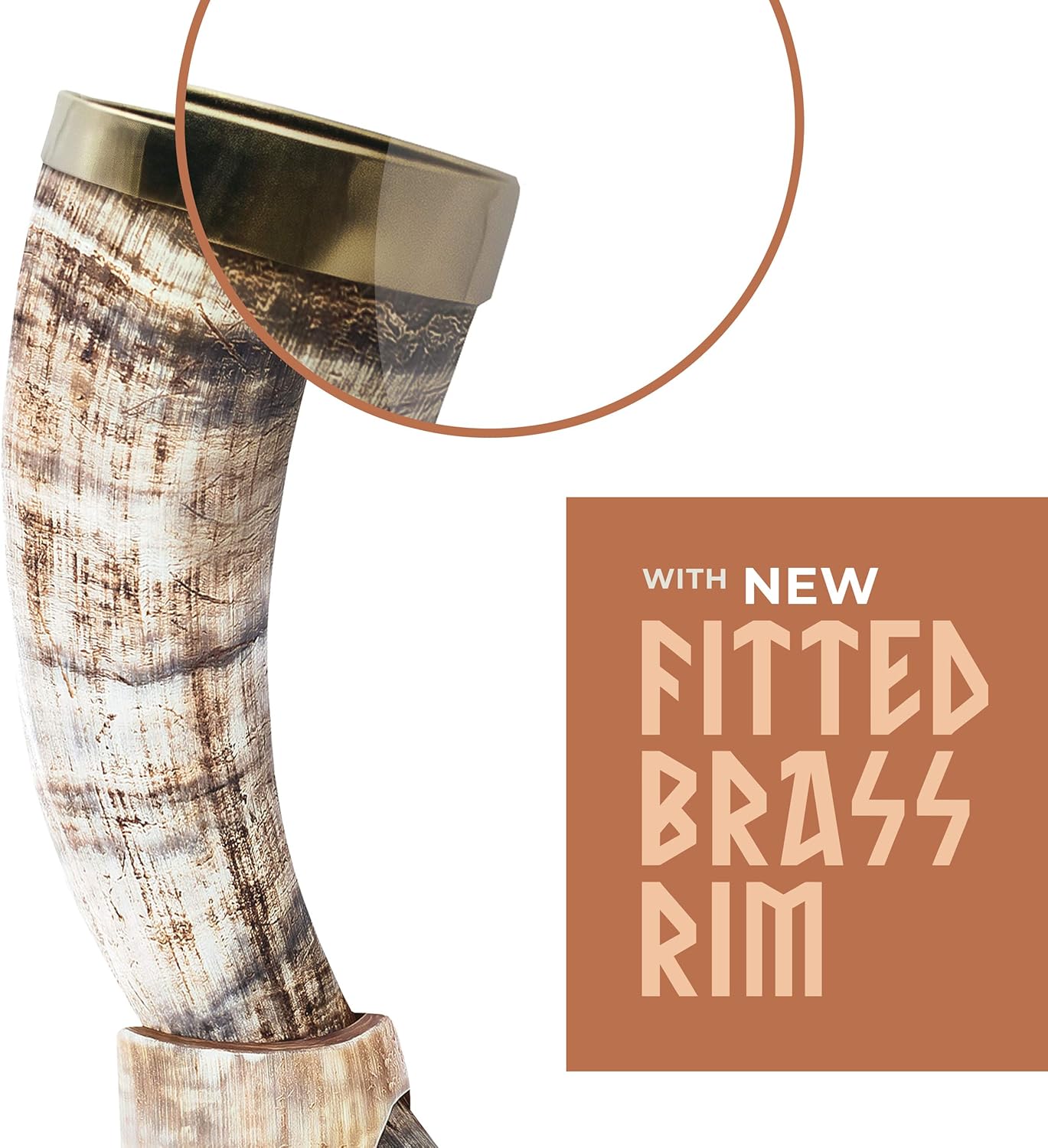 Norse Tradesman Genuine 12" Ox-Horn Viking Drinking Horn with Brass Rim, Brown Leather Belt Holster, Fitted Stand & Burlap Gift Sack - The Classic, 12-Inches, Low Polish - Image 6