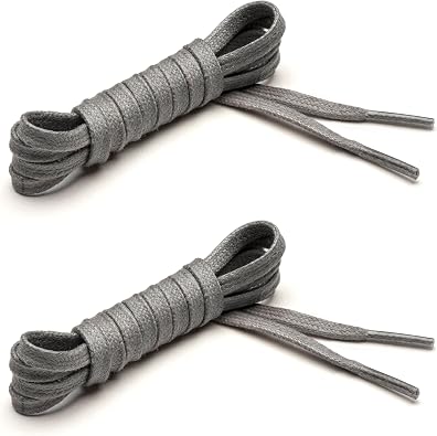 Benchmark Flat Dress Shoe Laces - Waxed Cotton Flat Shoelaces for Shoes and Boots Slate Grey, 36" 2 Pairs