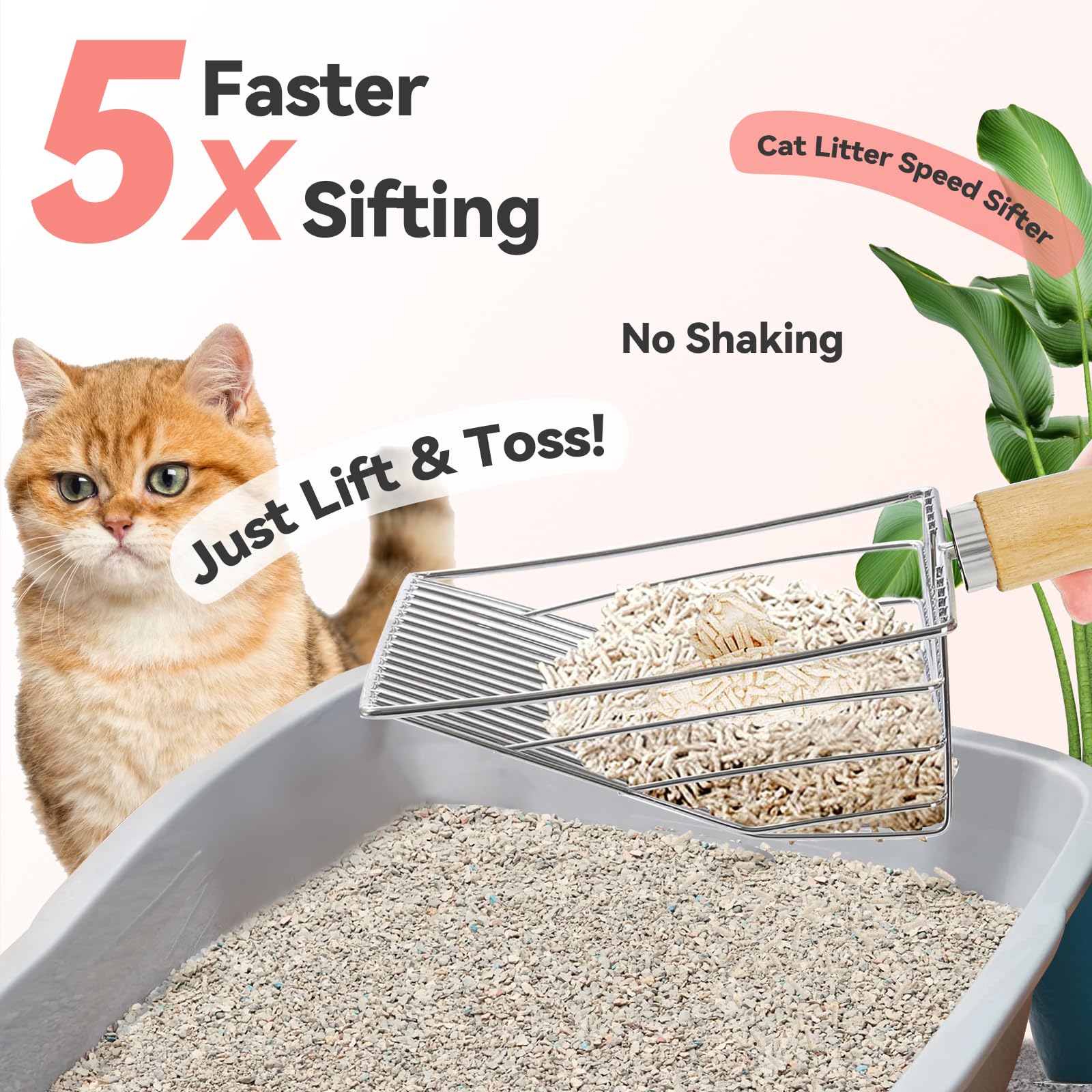 Boraboi ® Efficiënte Metalen Kattenschep met Houten Handvat voor Snelle