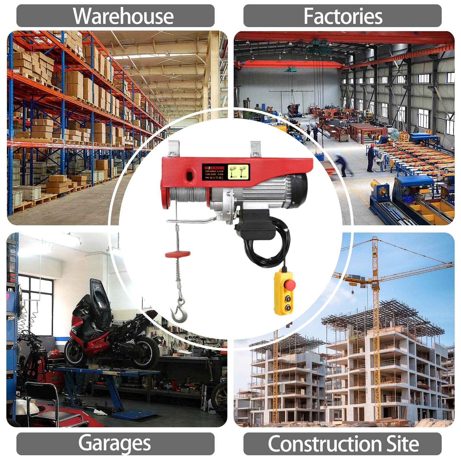 KOERZORE 440 Lb Electric Hoist Winch - Heavy Duty Lifting -9 KOERZORE 440 Lb Electric Hoist Winch - Heavy Duty Lifting -9