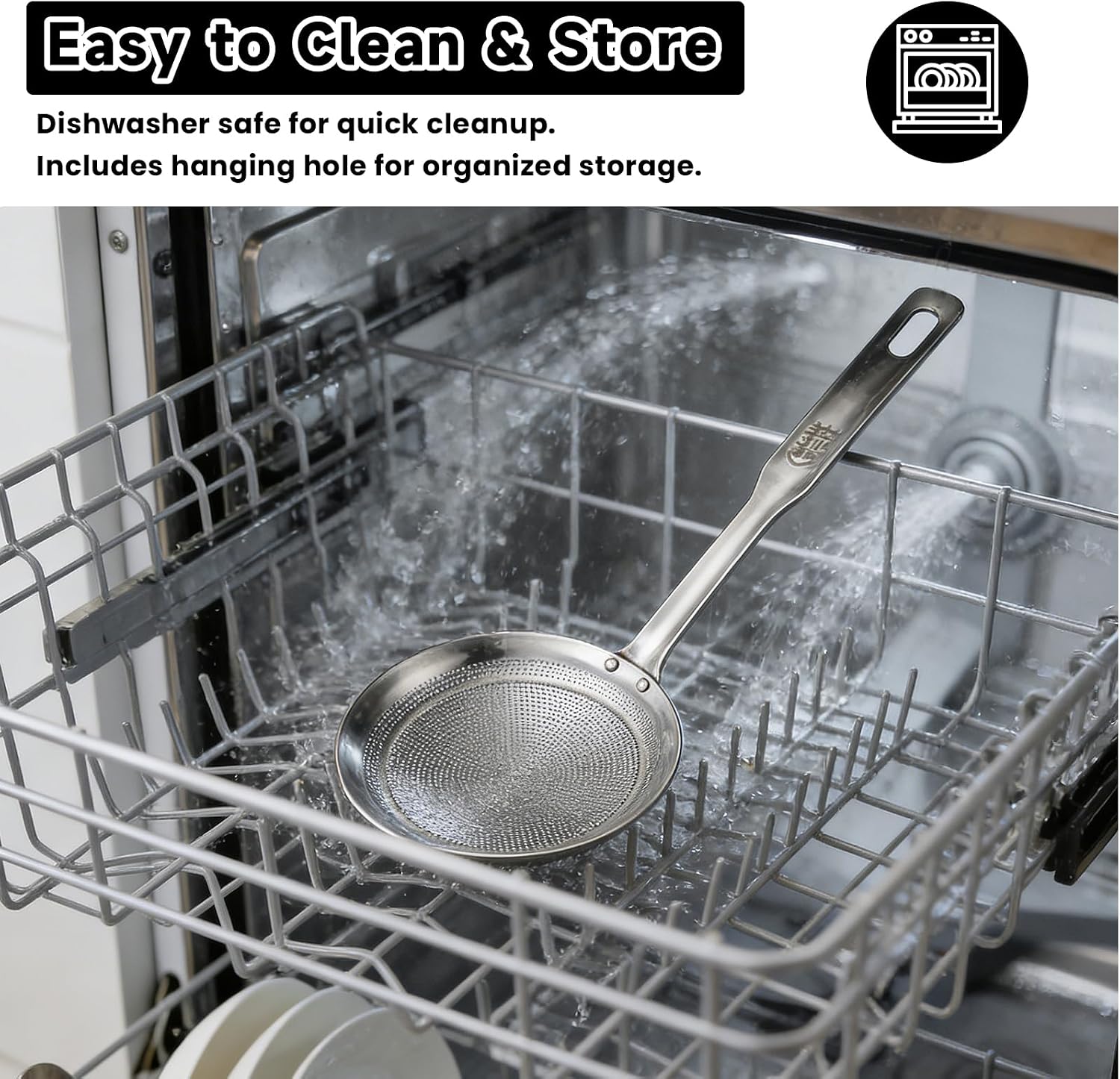2 Pack Fine Mesh Stainless Steel Sieve Colander(Large+Small), Sieve Spoon with Handle, Mesh Strainer for Cooking Oil, Skimmer Spoon Filte Grease Foam, Food Strainer Kitchen Gadgets